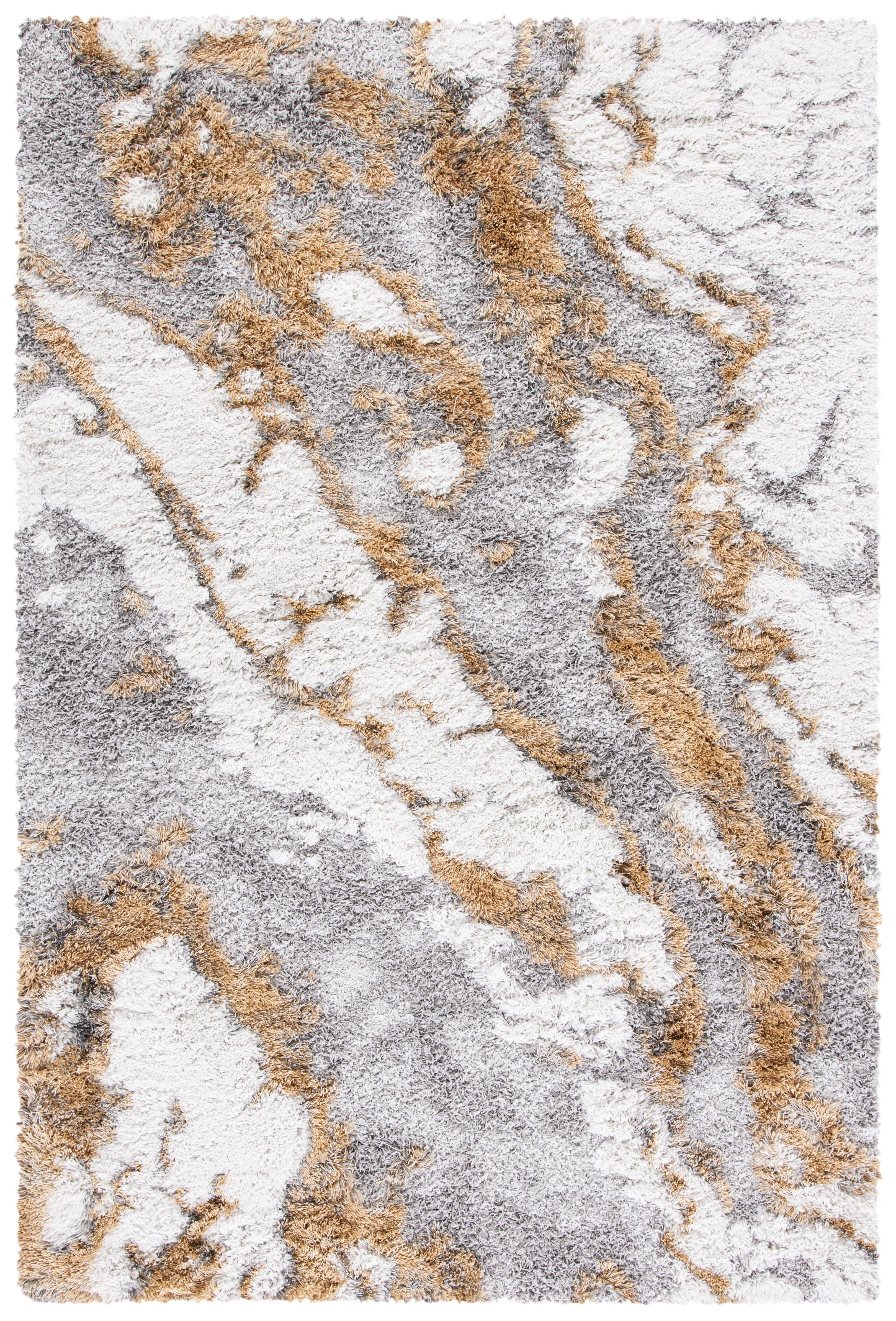 SAFAVIEH Horizon Konstantinos Abstract Shag Area Rug, Grey/Gold, 10' x 14'