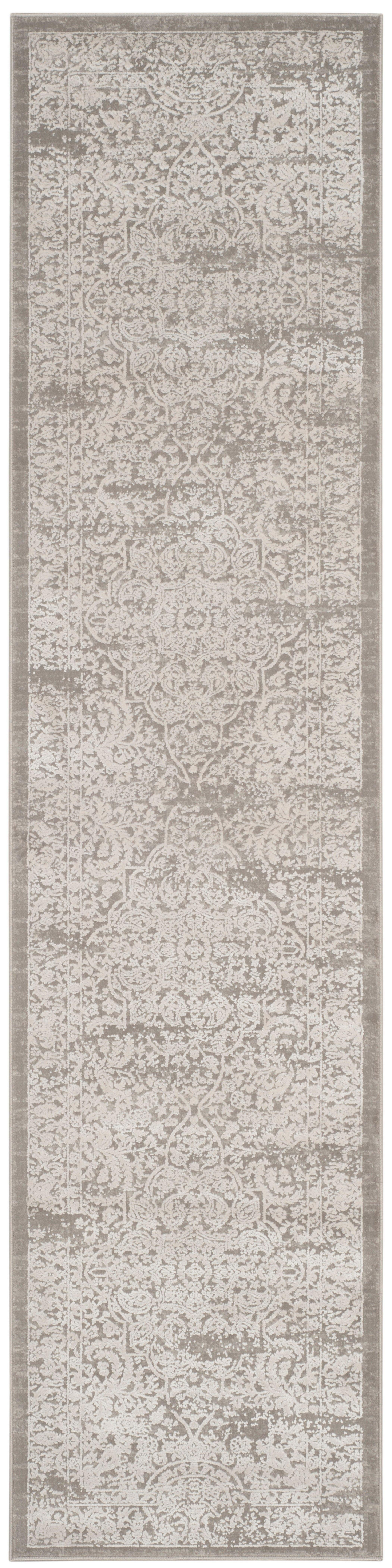 Elegant Vintage Grey & Beige 2' x 8' Synthetic Runner Rug