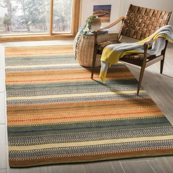Striped Kilim STK412 Hand Woven Indoor Area Rug - Gold/Grey - 4'x6' - Safavieh.