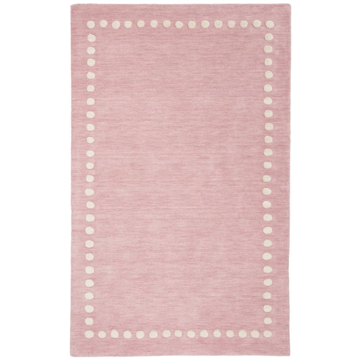 Pink and White Hand-Tufted Wool Kids Area Rug