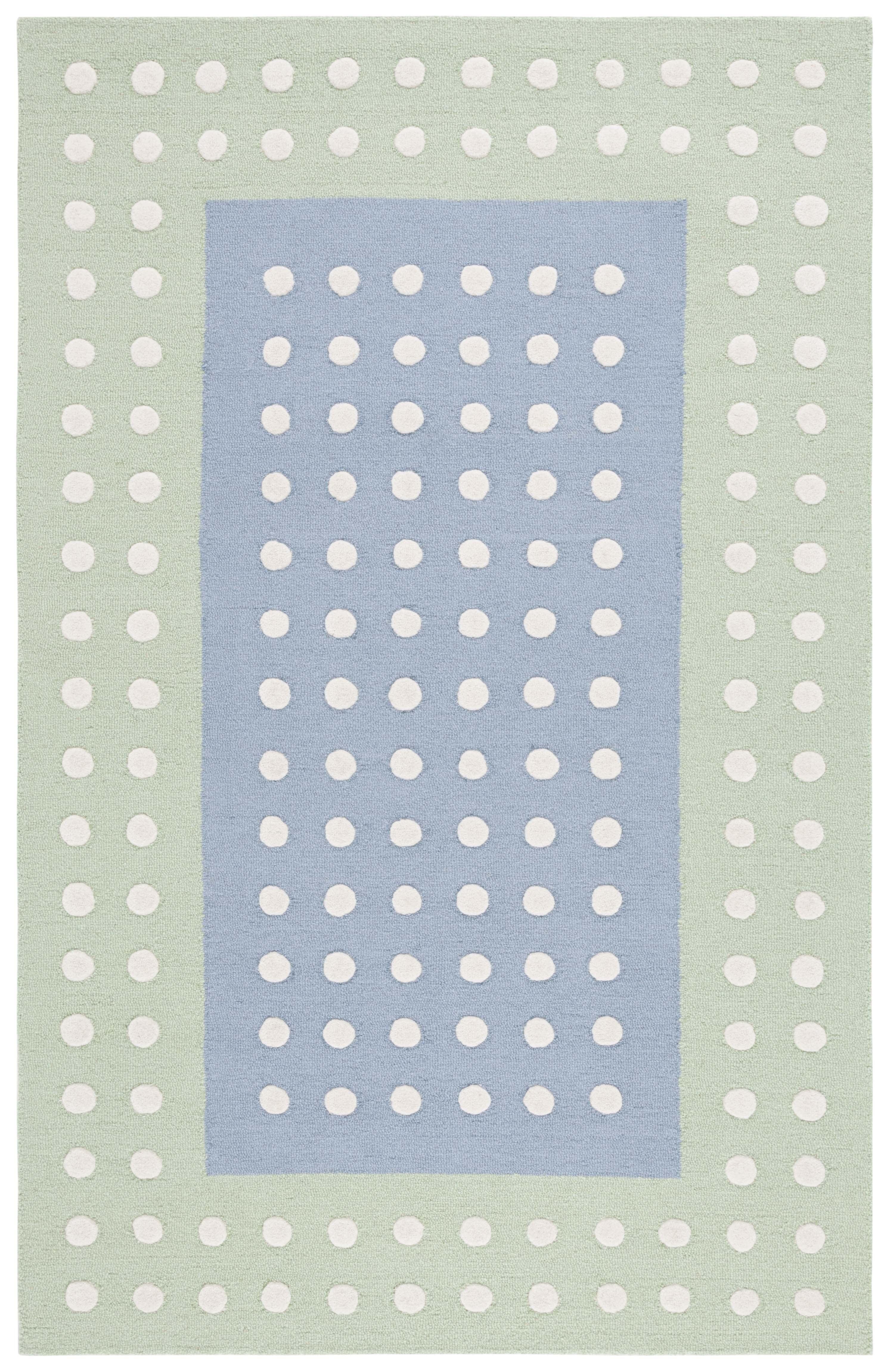 Blue and Green Hand-Tufted Wool Kids Area Rug 3' x 5'