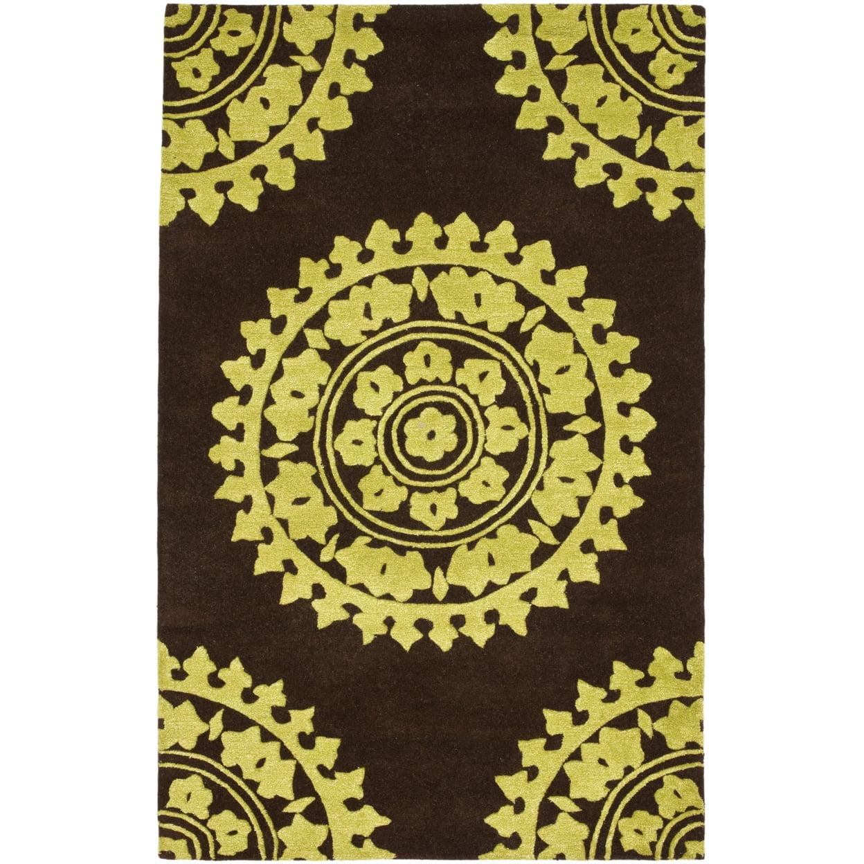 SoHo 7'6" x 9'6" Brown and Green Hand-Tufted Area Rug