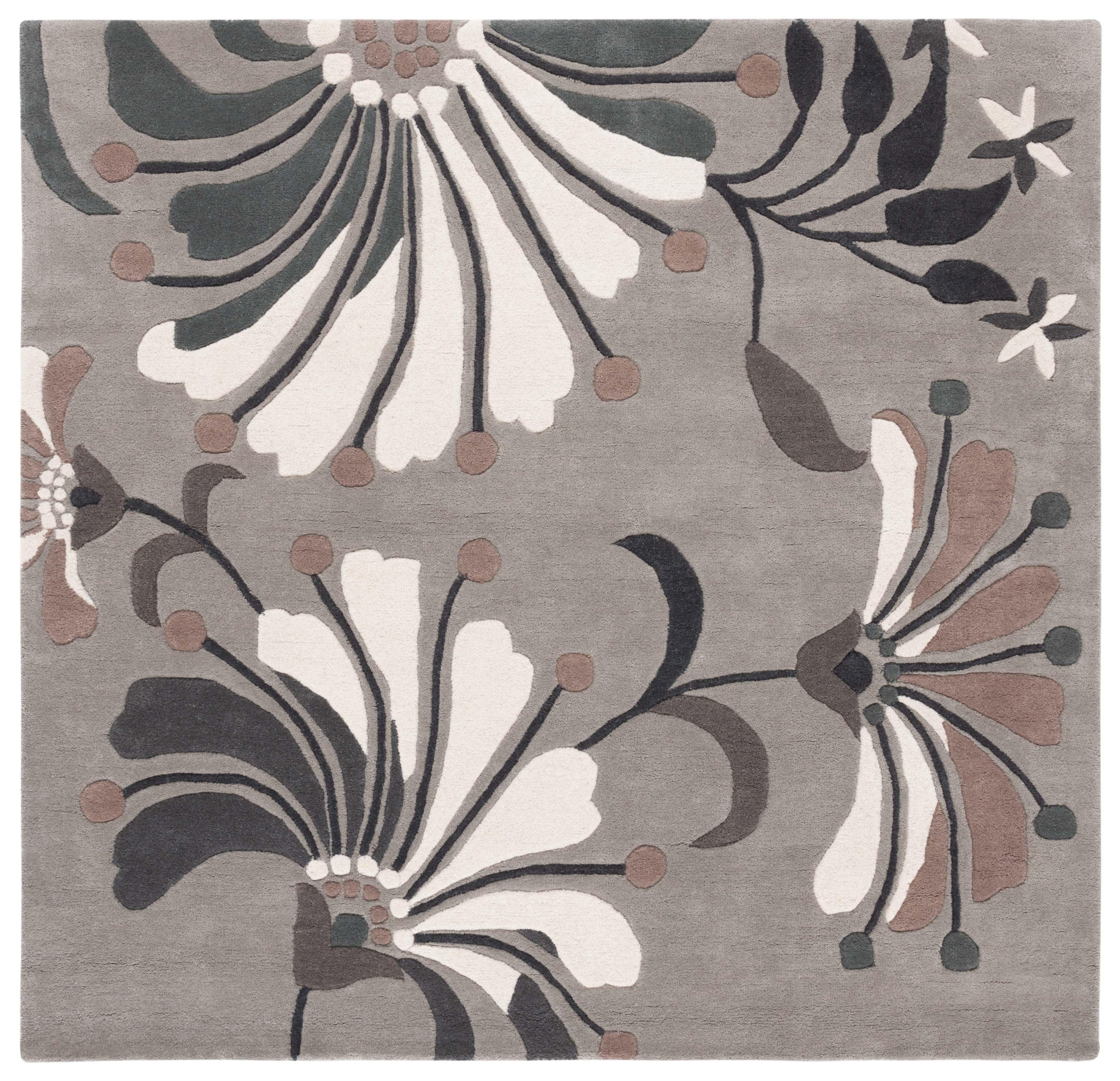 SAFAVIEH Soho Gibson Floral Area Rug, Grey/Ivory, 6' x 6' Square