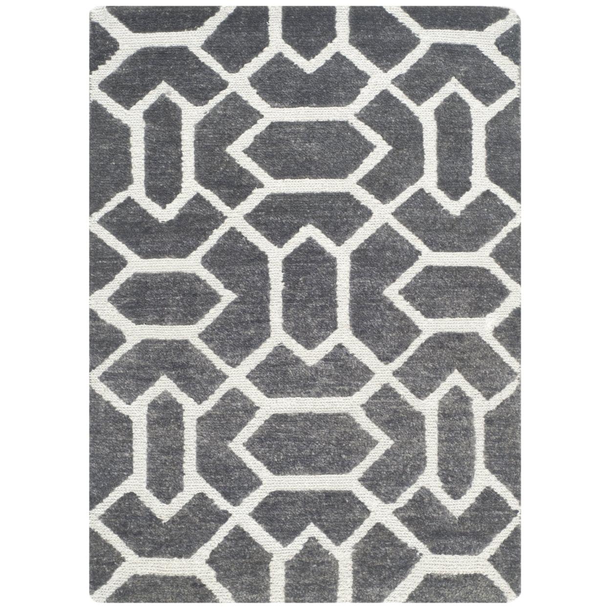 Santa Fe Hand-Knotted Black Wool Geometric 24" Area Rug