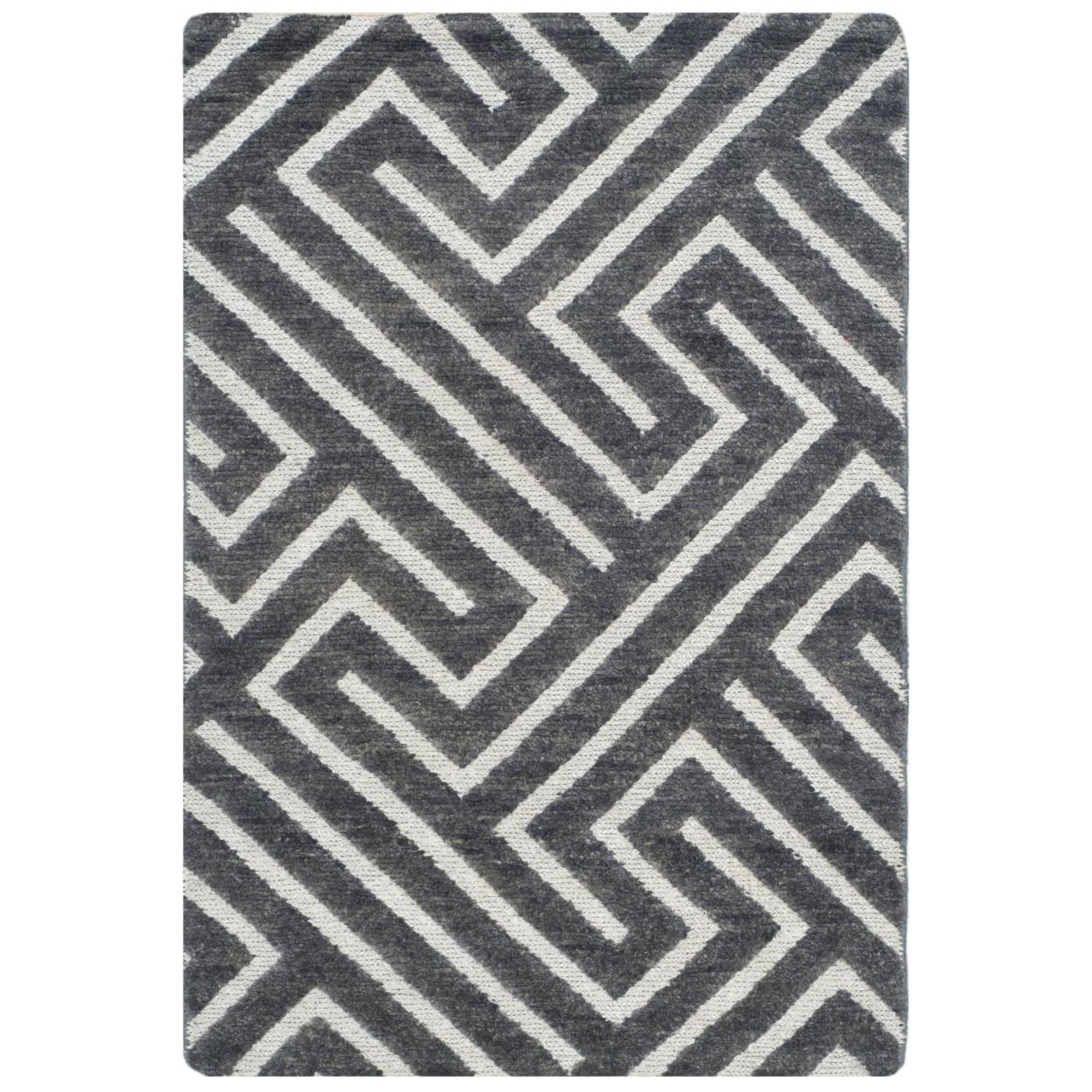 Santa Fe Hand-Knotted Charcoal & Silver Wool Area Rug