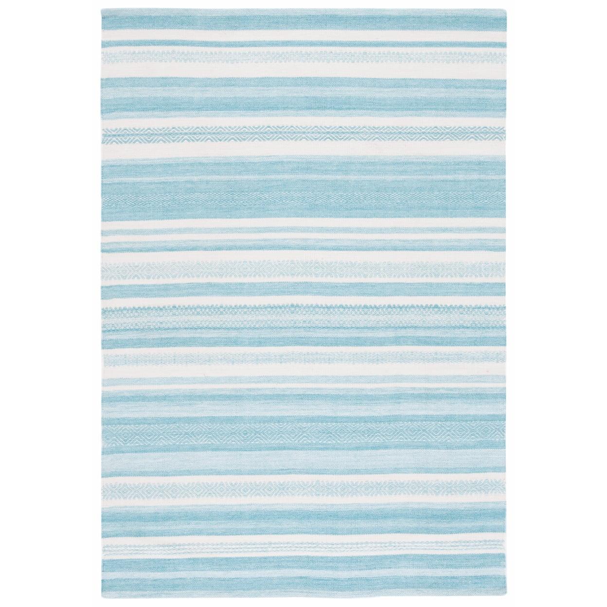Striped Kilim STK429 Hand Woven Area Rug - Turquoise/Ivory - 5'x8' - Safavieh.
