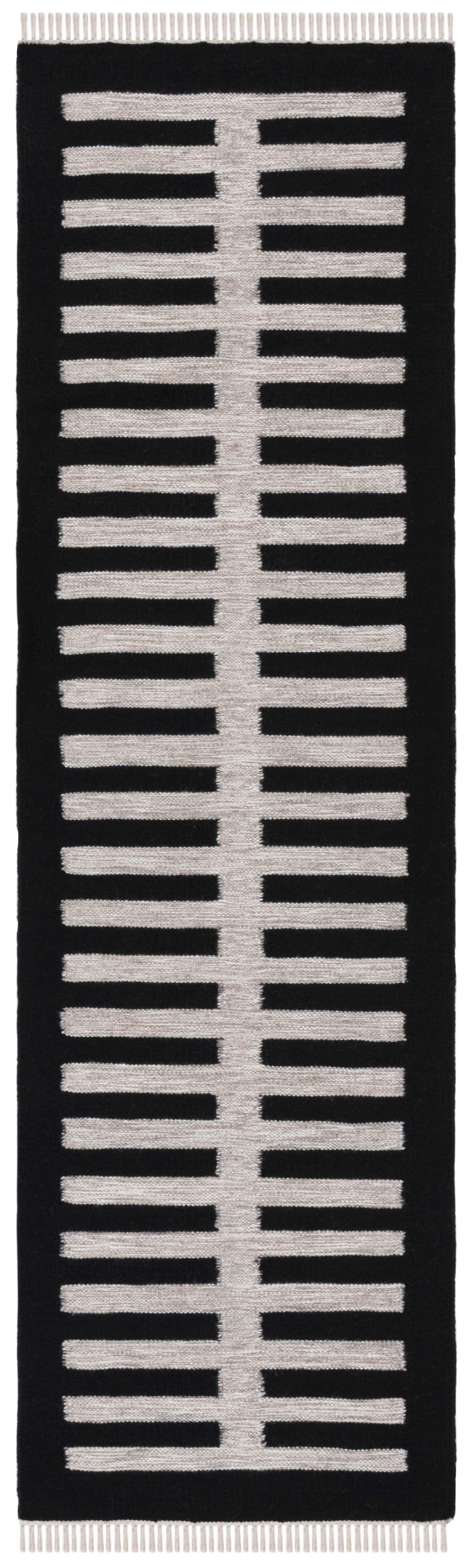 SAFAVIEH Striped Kilim Cady Striped Runner Rug, Beige/Black, 2'3" x 8'