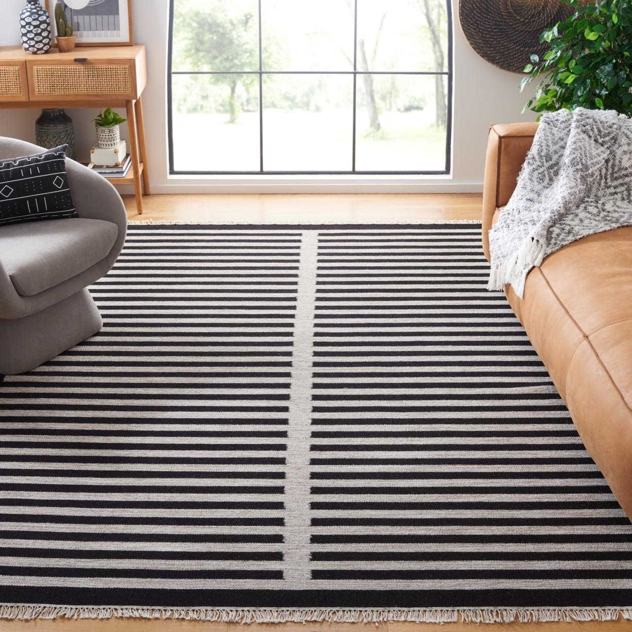 Safavieh STK806B Striped Kilim Beige / Black