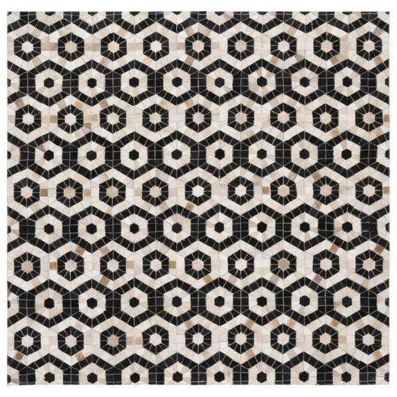 Studio Leather STL234 Power Loomed Area Rug - Black/Beige - 6'x6' - Safavieh.