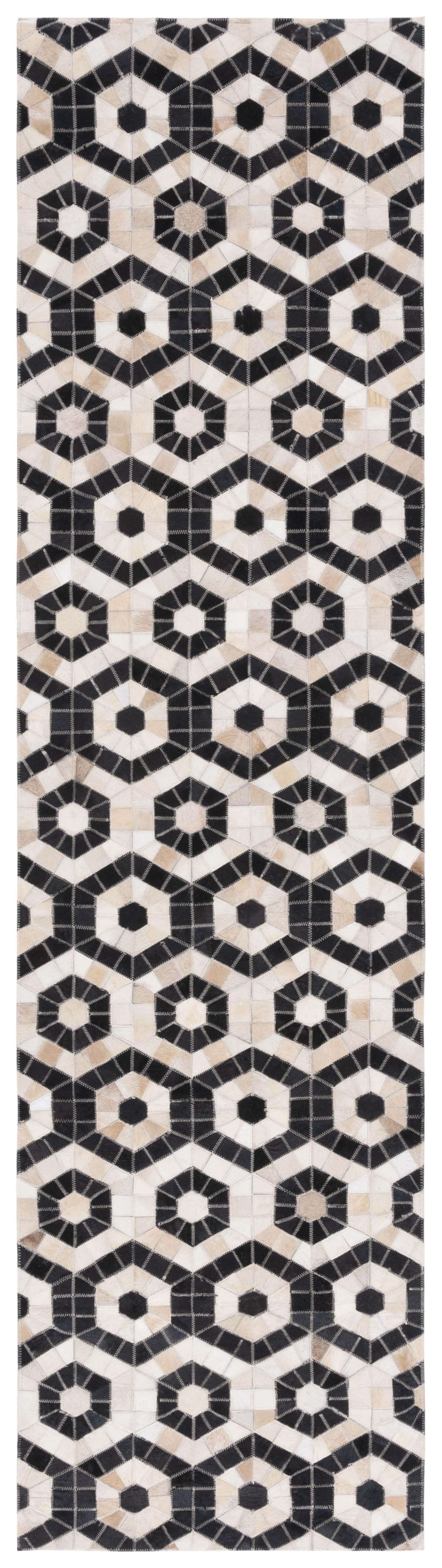 Studio Leather STL234 Flat Weave Runner Rug - Black/Beige - 2'3"x9' - Safavieh