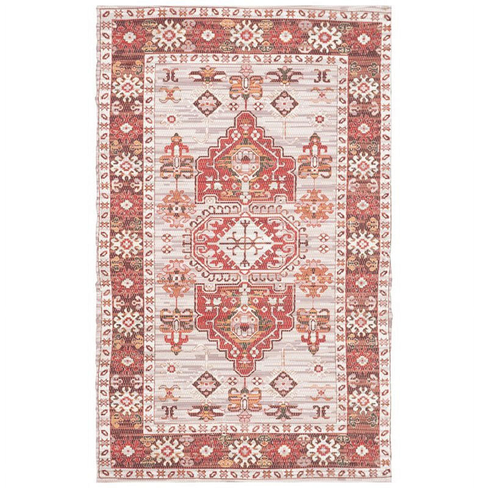 Ivory & Terracotta 8' x 10' Hand Loomed Synthetic Area Rug