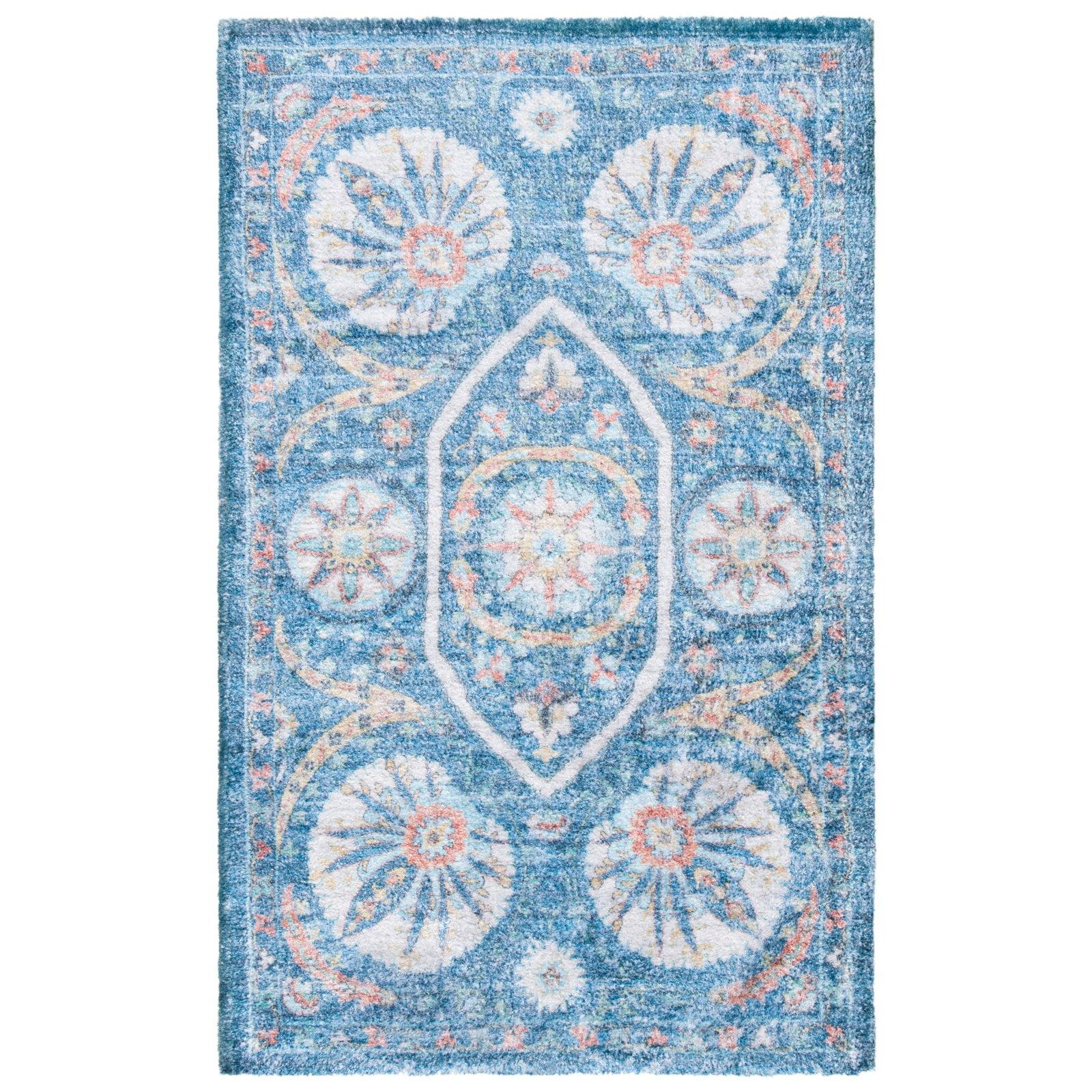 Handmade Saffron Blue & Cream Flatweave Wool-Cotton Blend Rug - 3' x 5'