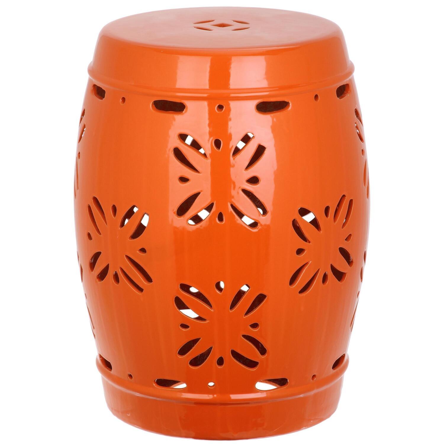 Sakura Garden Stool - Indoor/Outdoor - ACS4543 - Orange - Safavieh