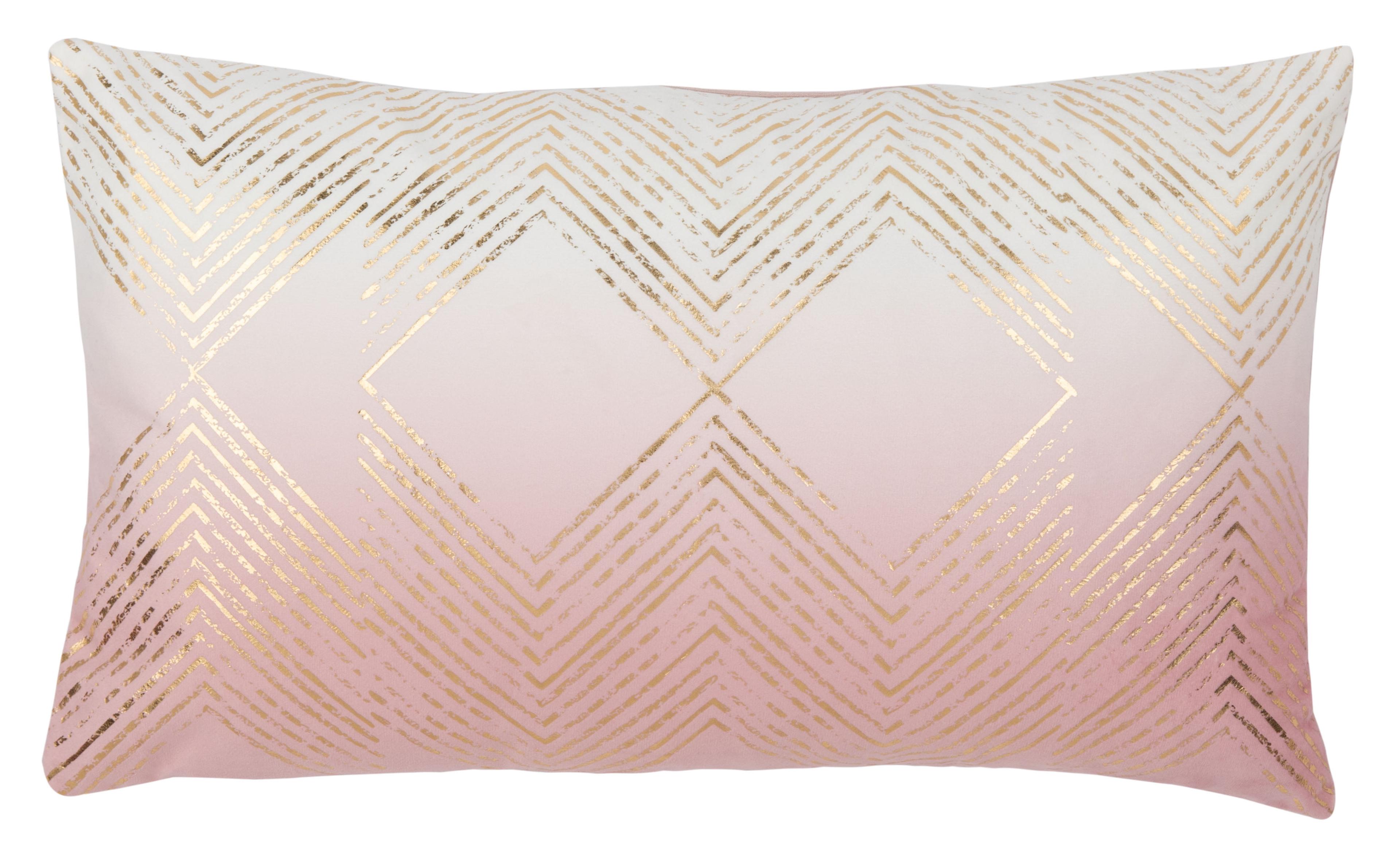 Blush and Gold Geometric Rectangular Accent Pillow