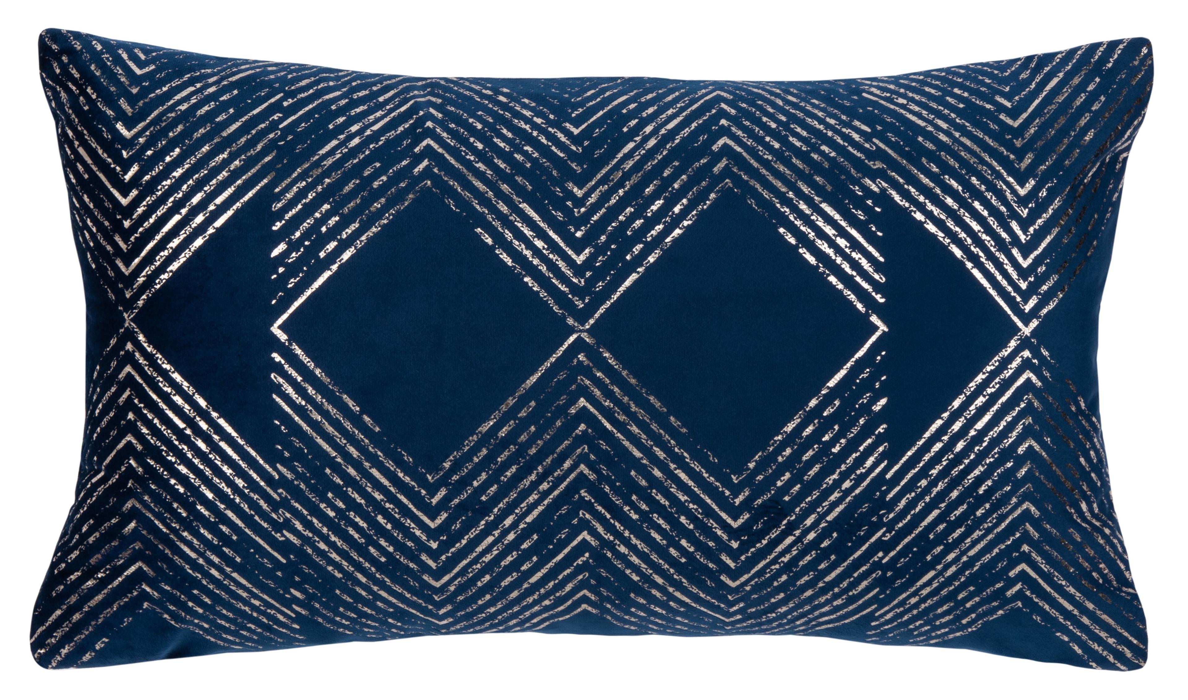 Navy and Grey Geometric Art Deco Rectangular Pillow