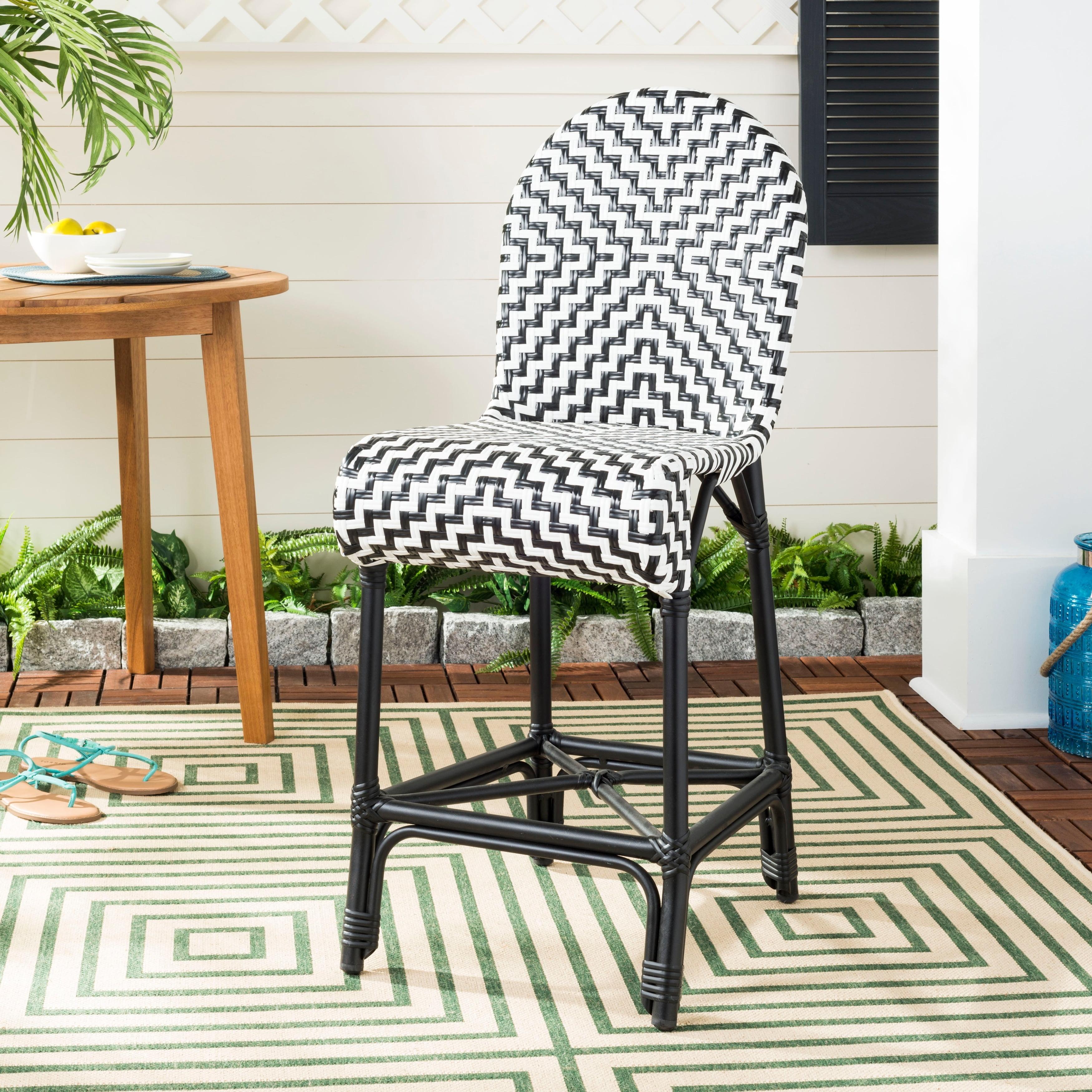 Shea Counter Stool - Black/White - Safavieh