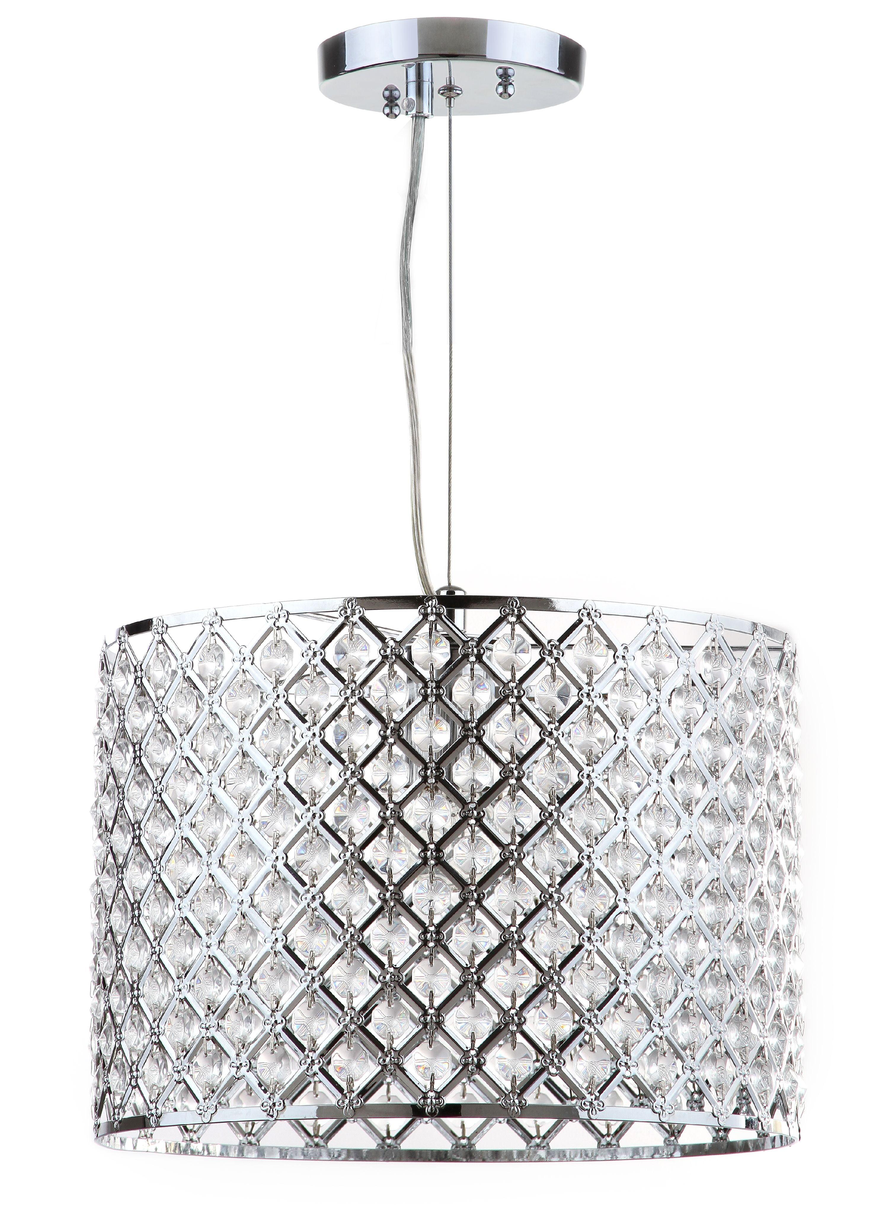 Silva 12" Chrome and Crystal Diamond Beaded Chandelier