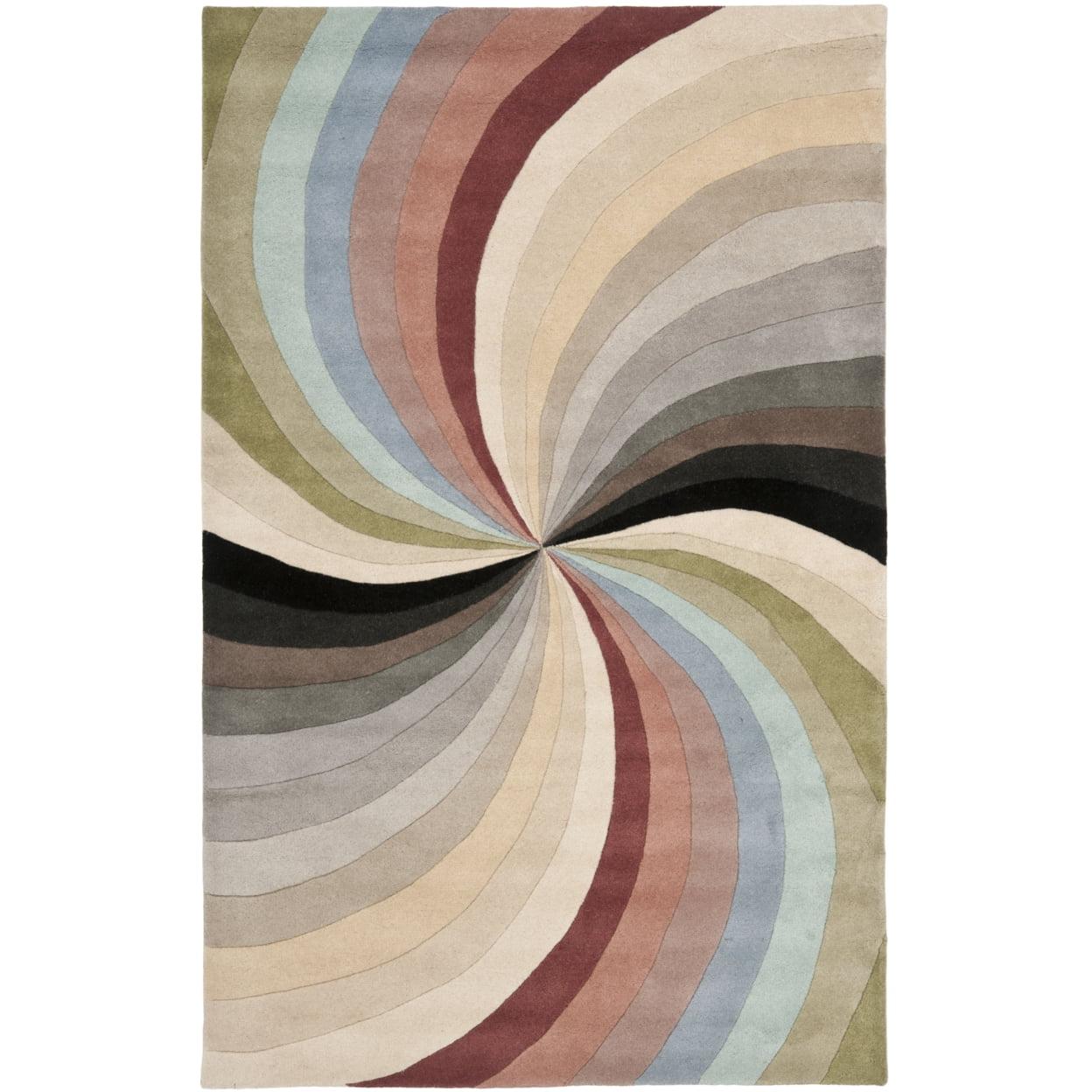 Handmade Multicolor Wool and Viscose Tufted Area Rug, 5' x 8'