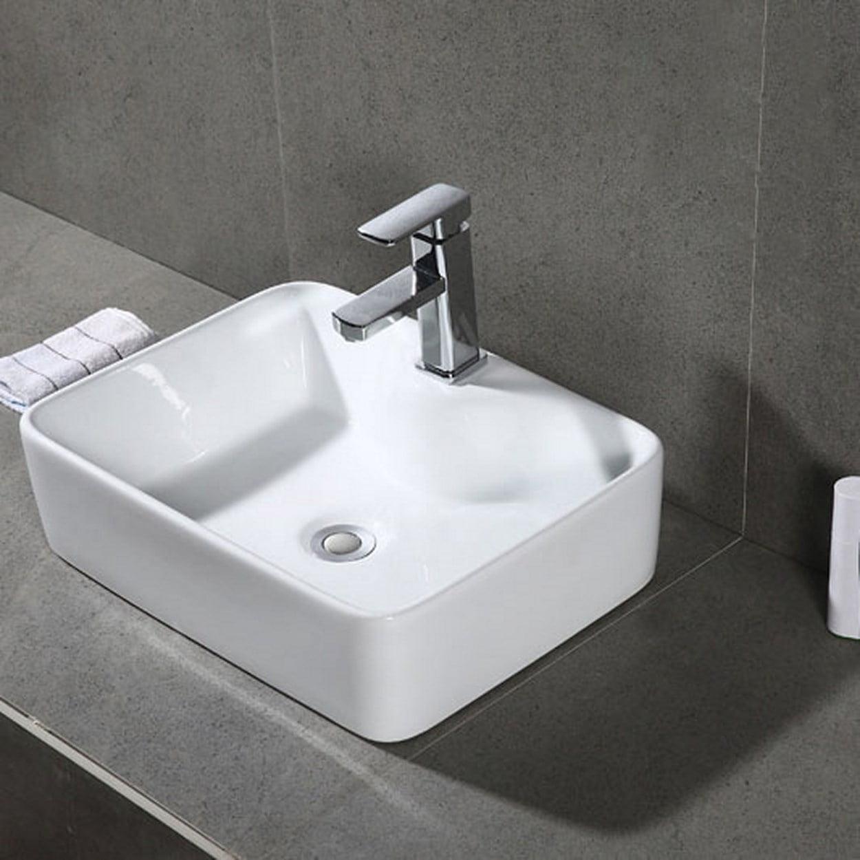 Safavieh Fen 18.9'' White Ceramic Rectangular Bathroom Sink