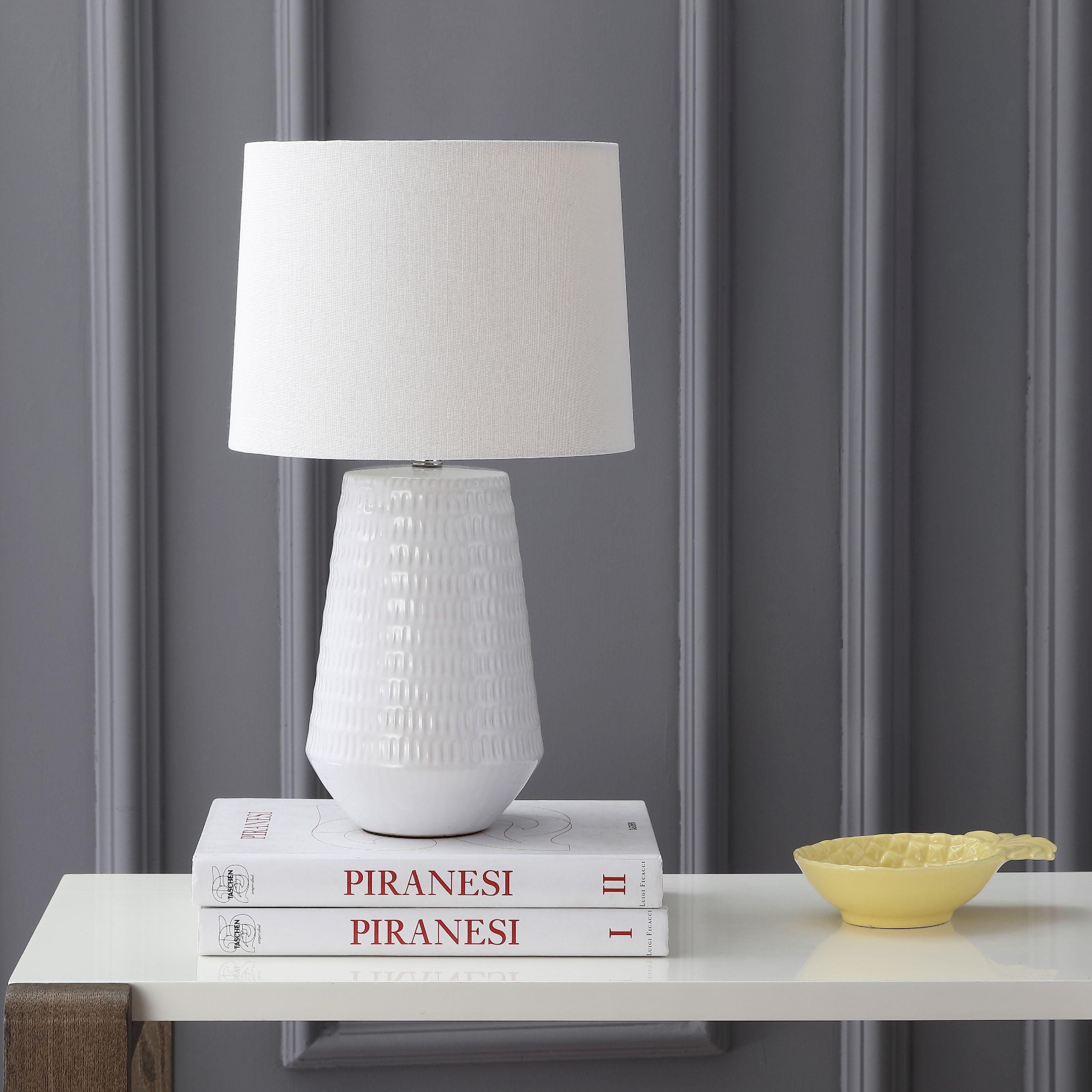 Stark White Textured Ceramic Table Lamp with Empire Shade