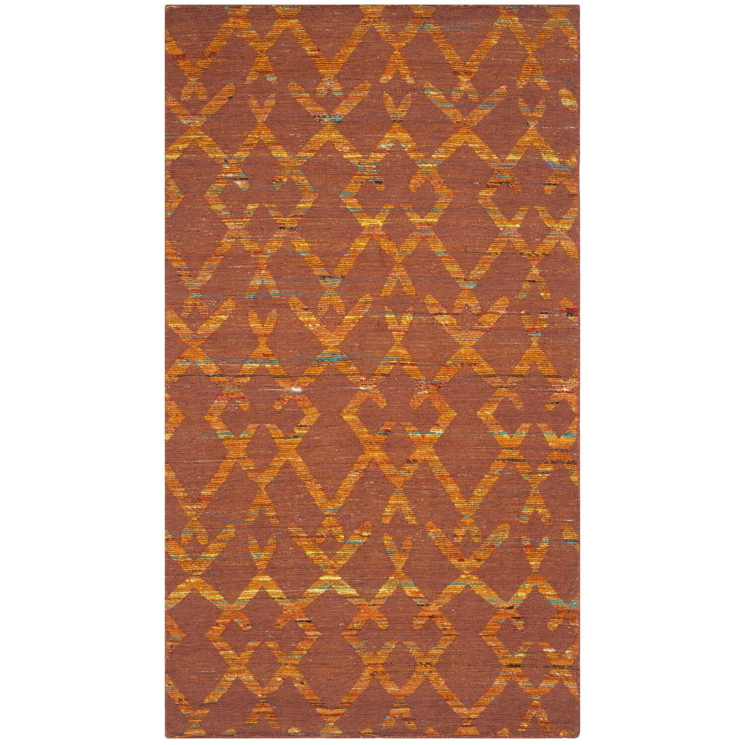 Straw Patch Hand Woven Flat Weave Wool & Cotton Geometric Rug