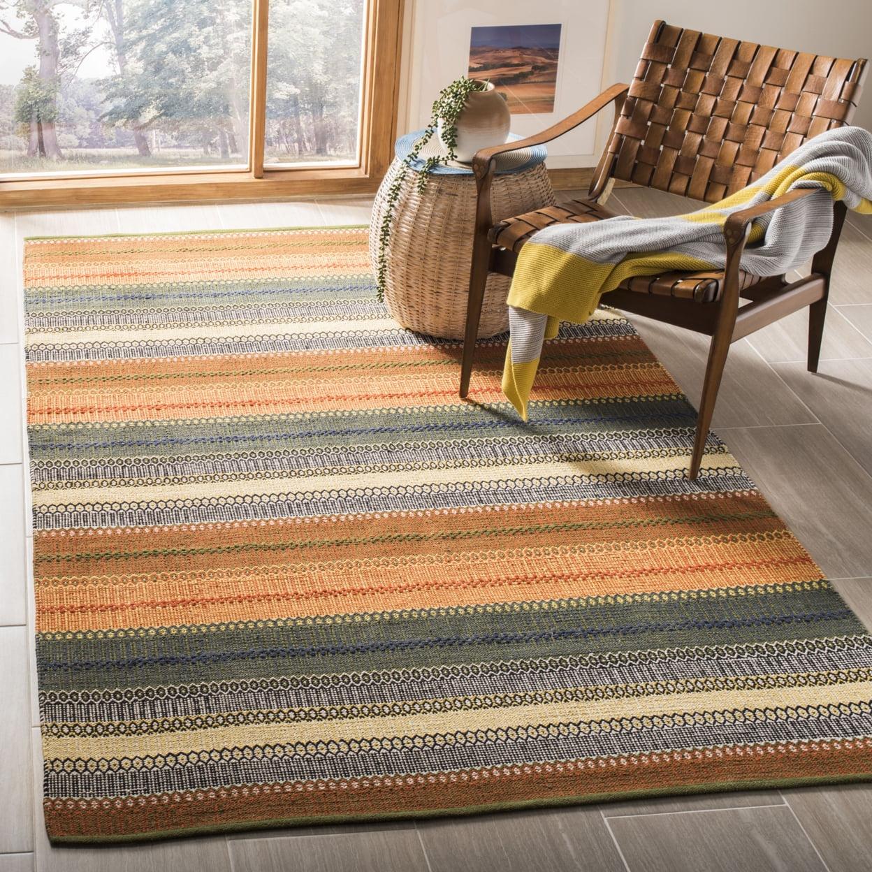 Striped Kilim STK412 Hand Woven Area Rug - Gold/Grey - 8'x10' - Safavieh.