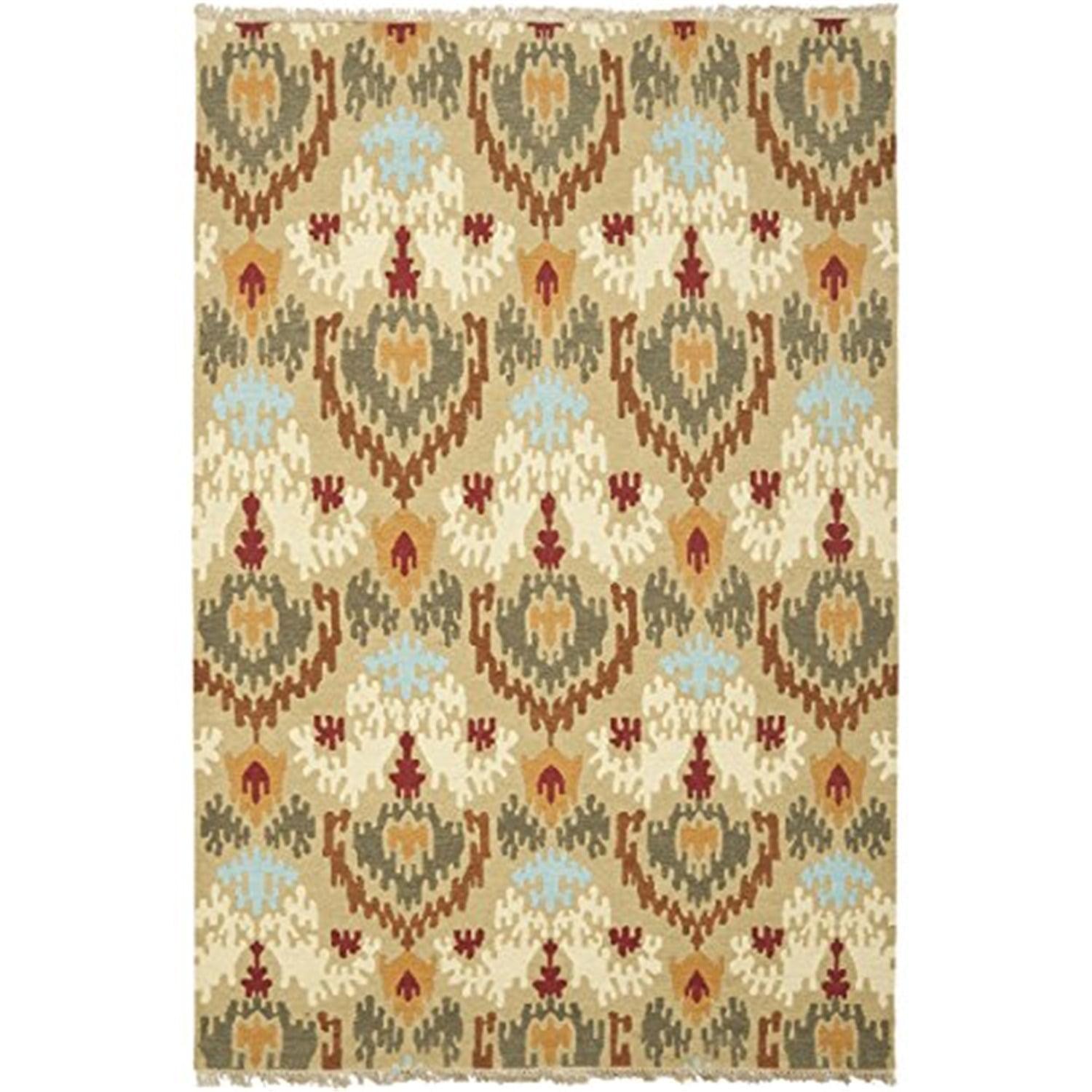 Sumak Sage and Multicolor Flatweave Wool 9' x 12' Area Rug