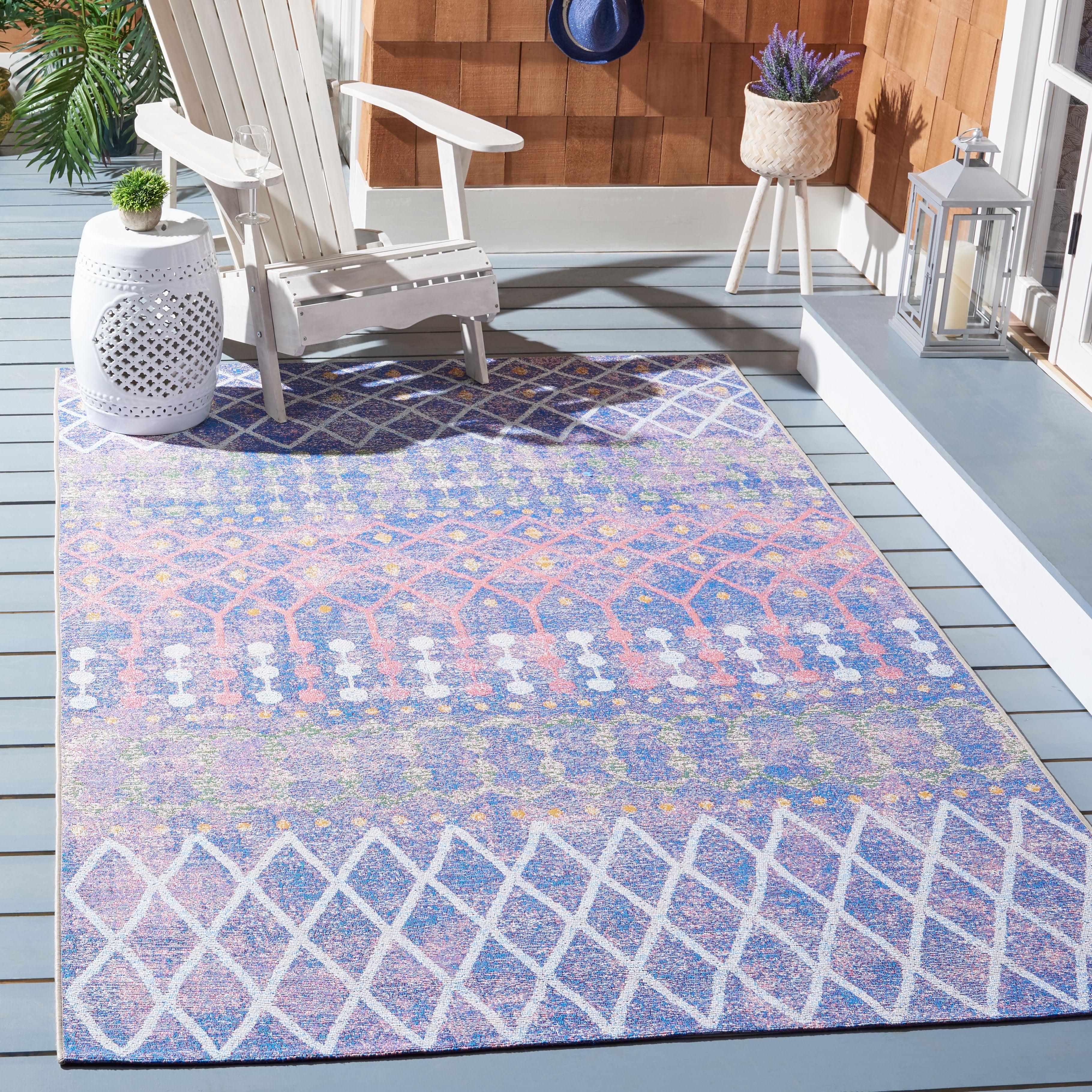 Summer Breeze Easy-Care Synthetic Square Area Rug, Blue/Light Blue