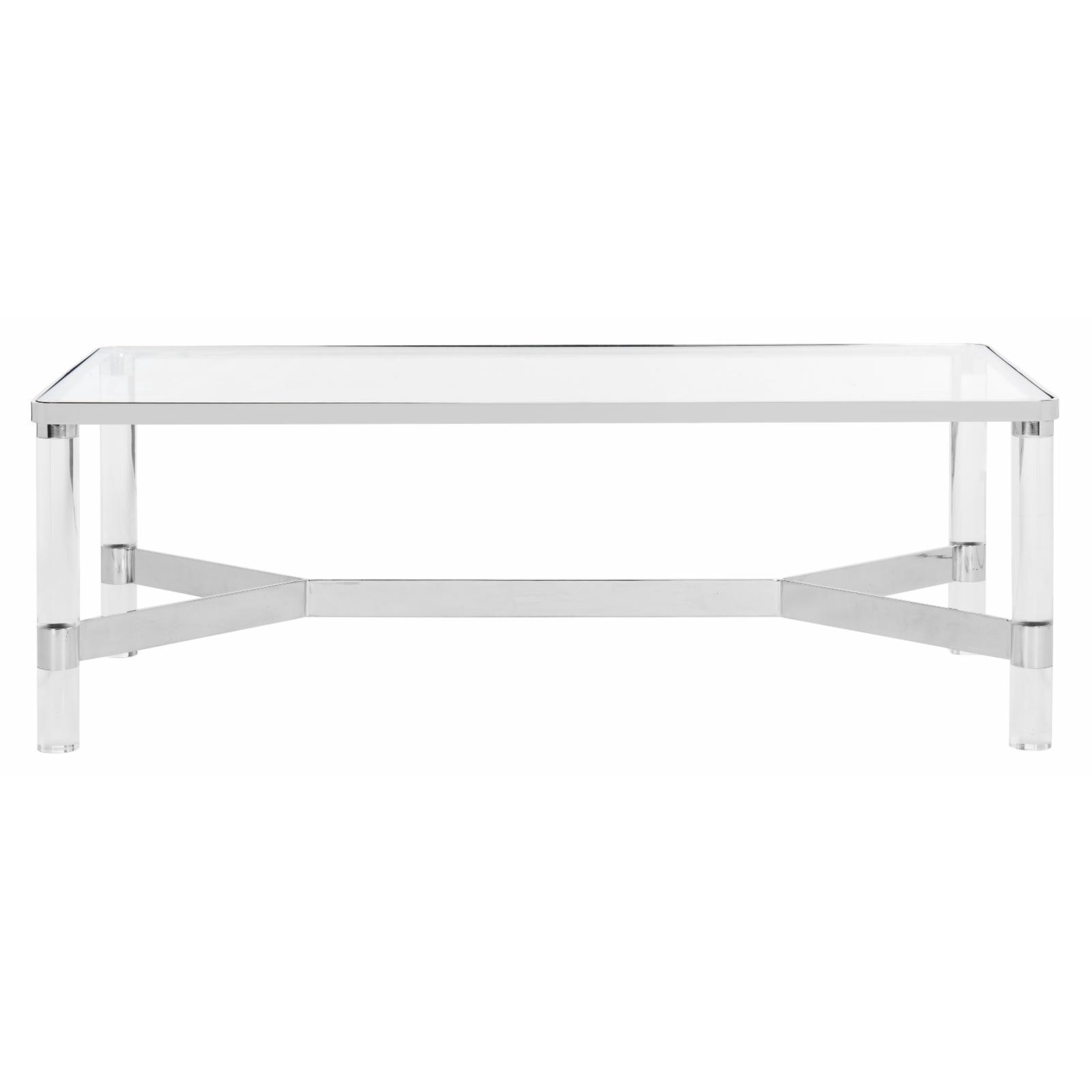 Transitional Suzanna 47'' Silver Acrylic Rectangular Coffee Table