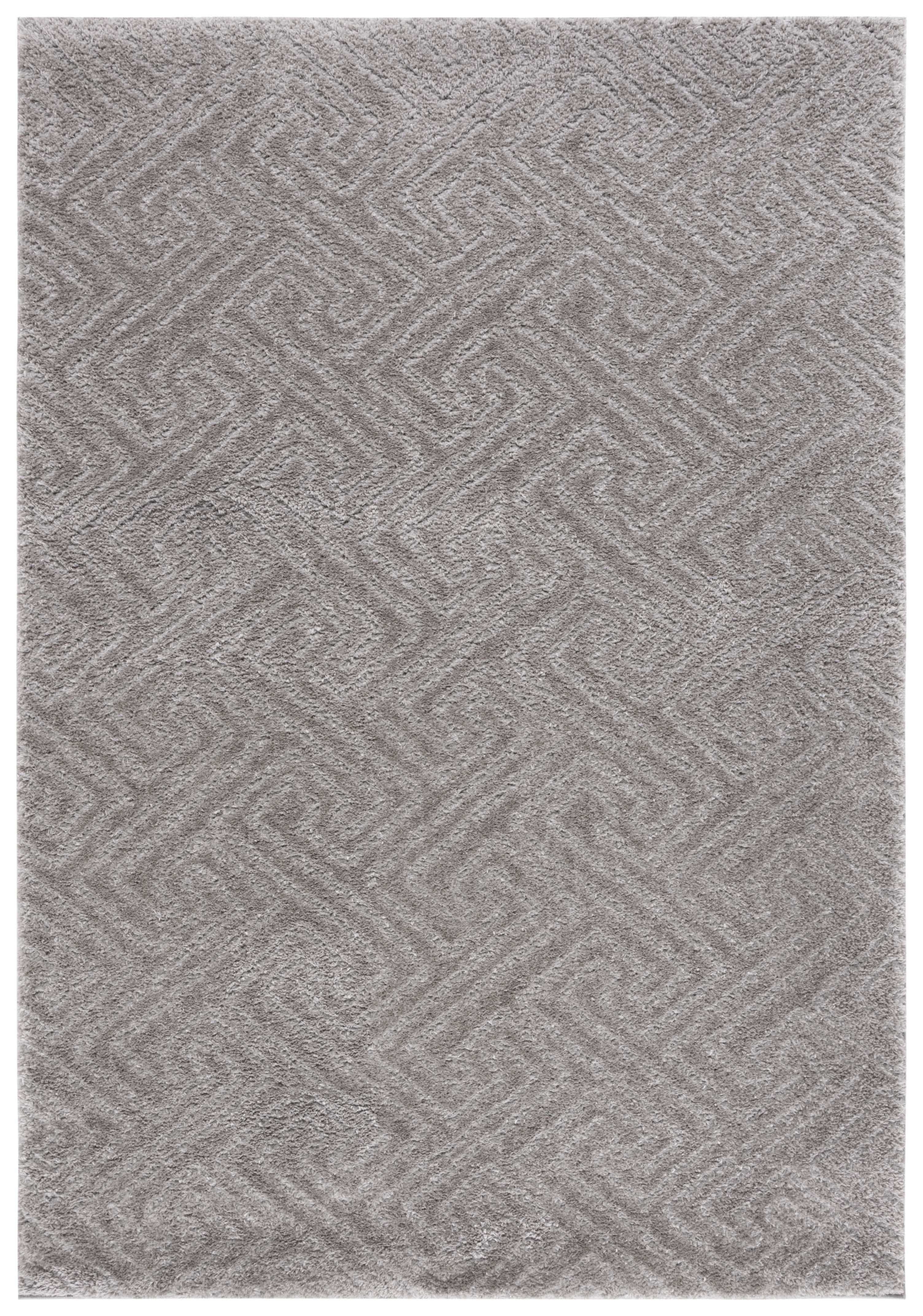 Gray Geometric Shag Synthetic Area Rug, 4' x 6'