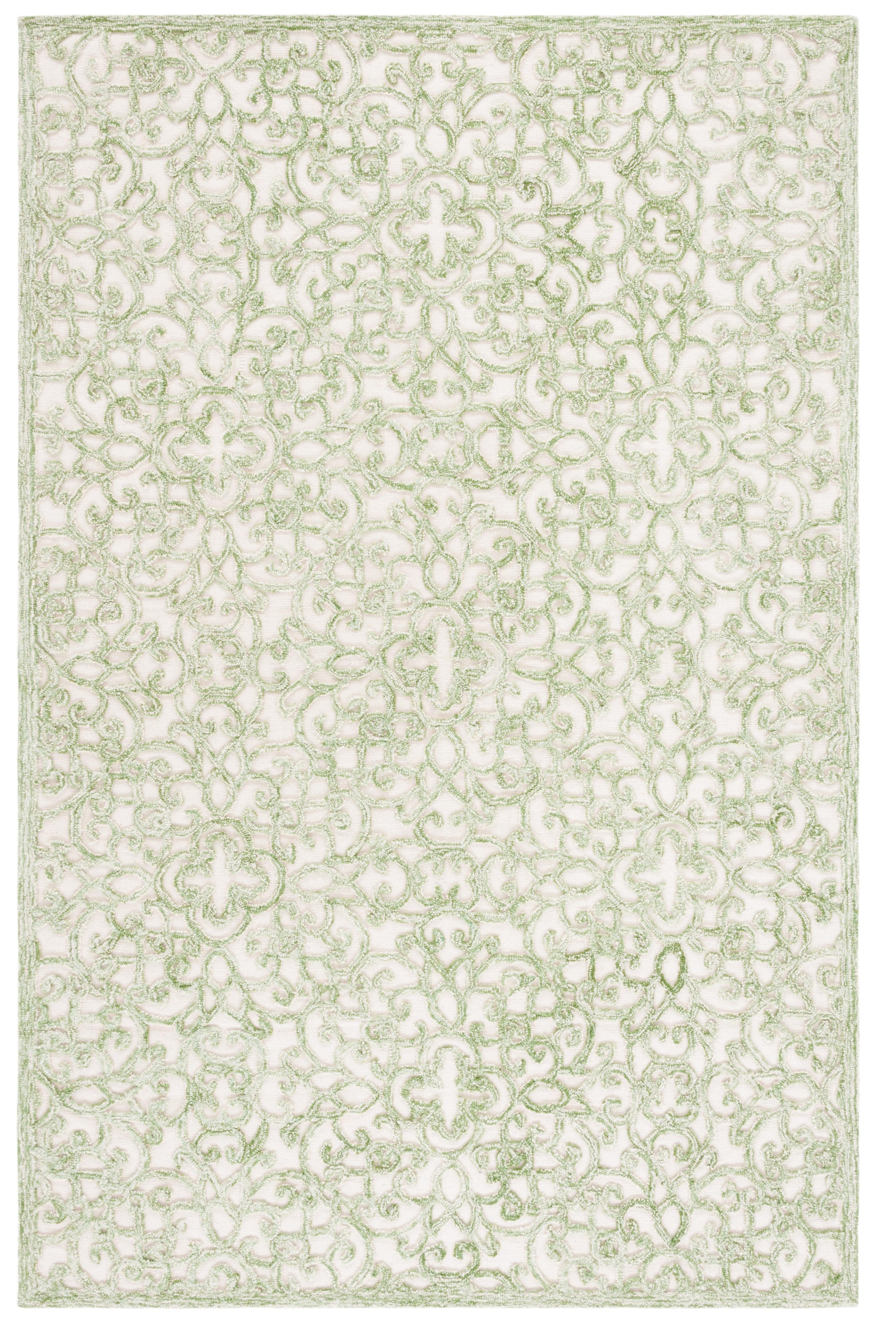 SAFAVIEH Trace Bryan Geometric Area Rug, Ivory/Green, 3' x 5'