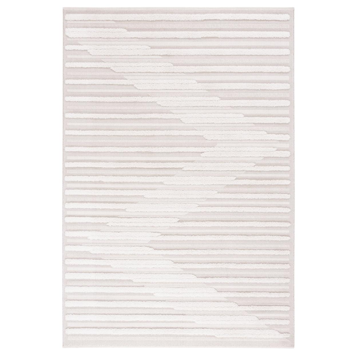 Ivory Geometric Flat-Woven Synthetic Rug - 5'3" x 7'6"