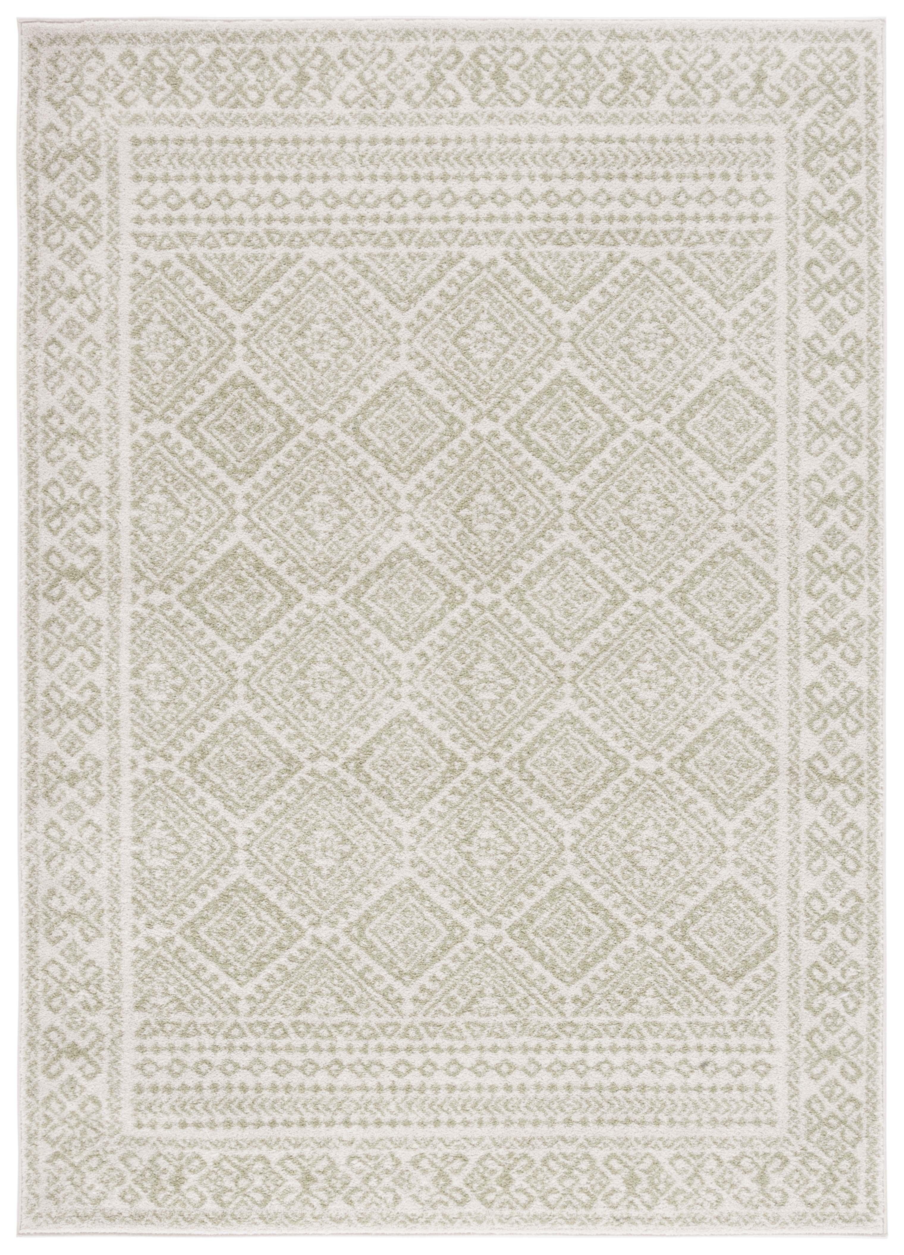 Tulum Southwestern Machine Made Power Loom Polypropylene Area Rug in Ivory/Sage