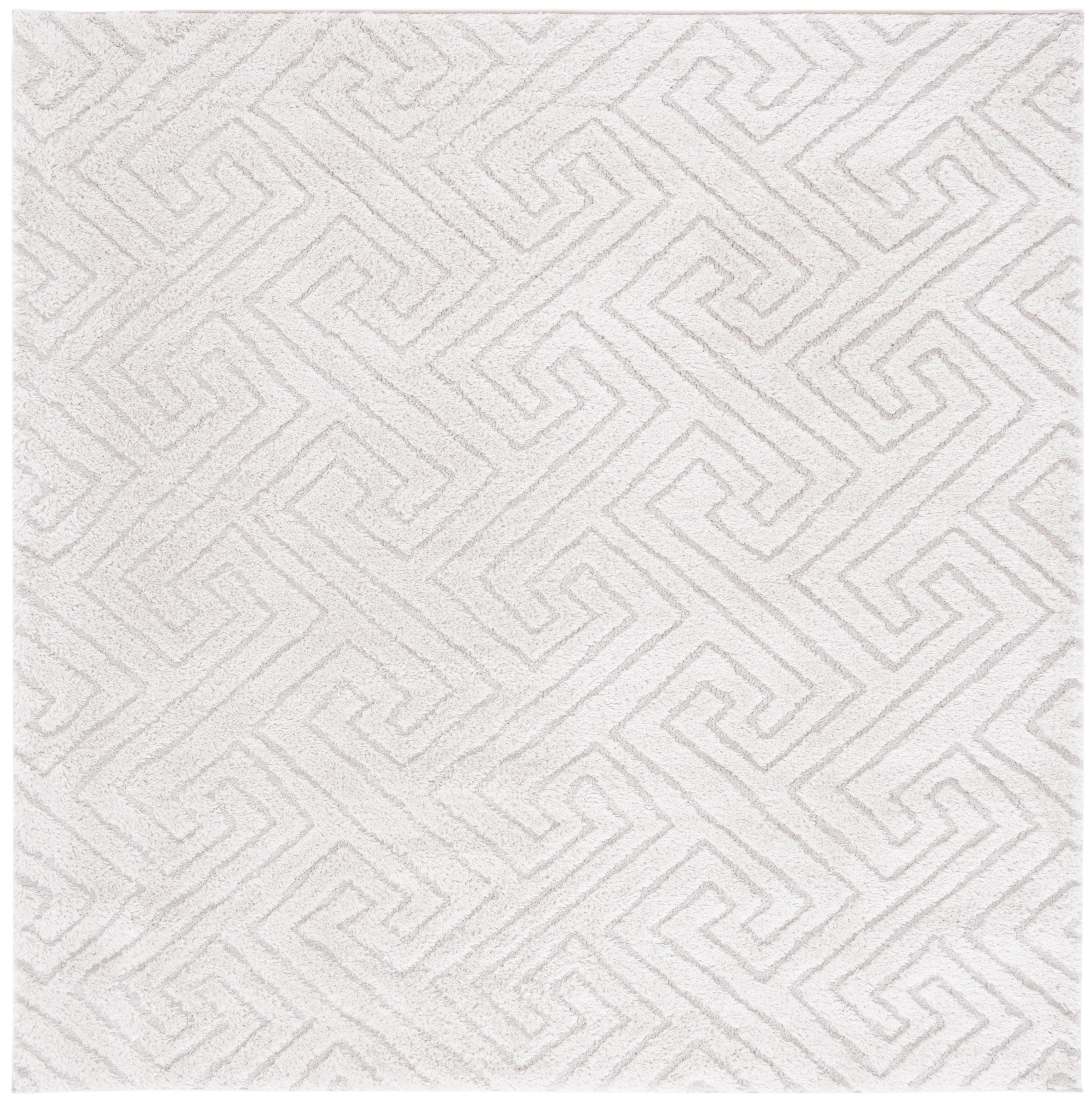 SAFAVIEH Tahoe Ainsley Geometric Shag Area Rug, Ivory, 6'7" x 6'7" Square