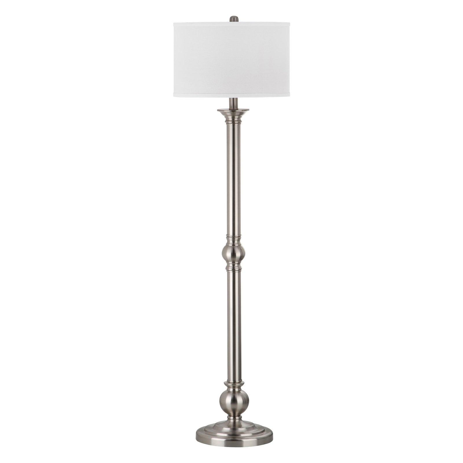 Theo Nickel Finish 60" Traditional Floor Lamp with White Shade