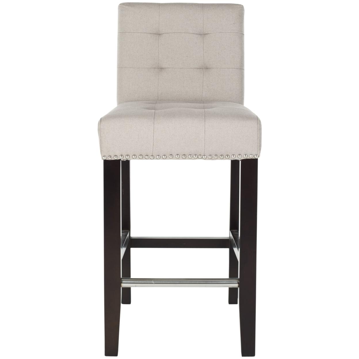 Thompson 23.9" Linen Counter Stool W/ Silver Nailheads - Taupe - Safavieh