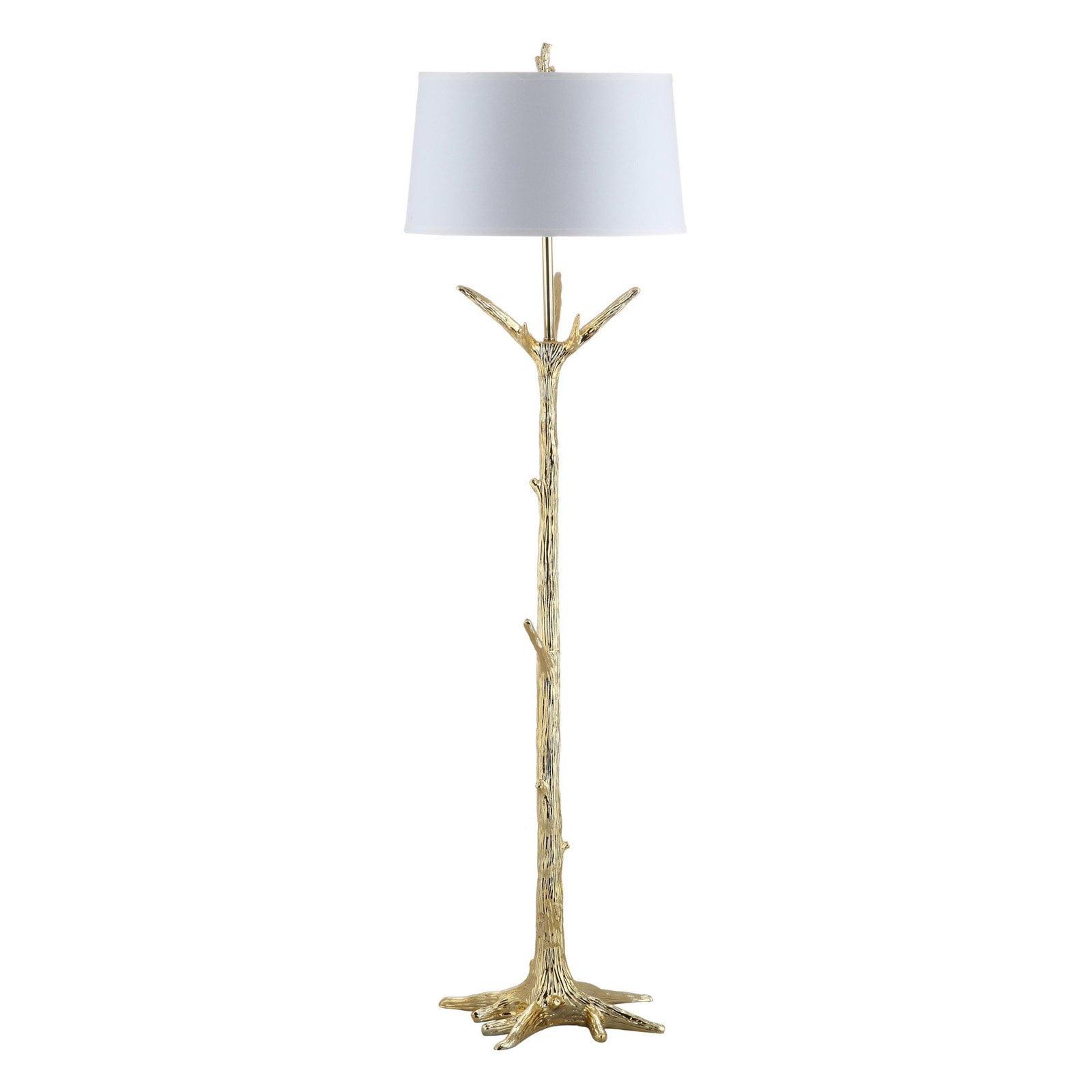 Majestic Gold Finish Metal Floor Lamp with Nature-Inspired Detail