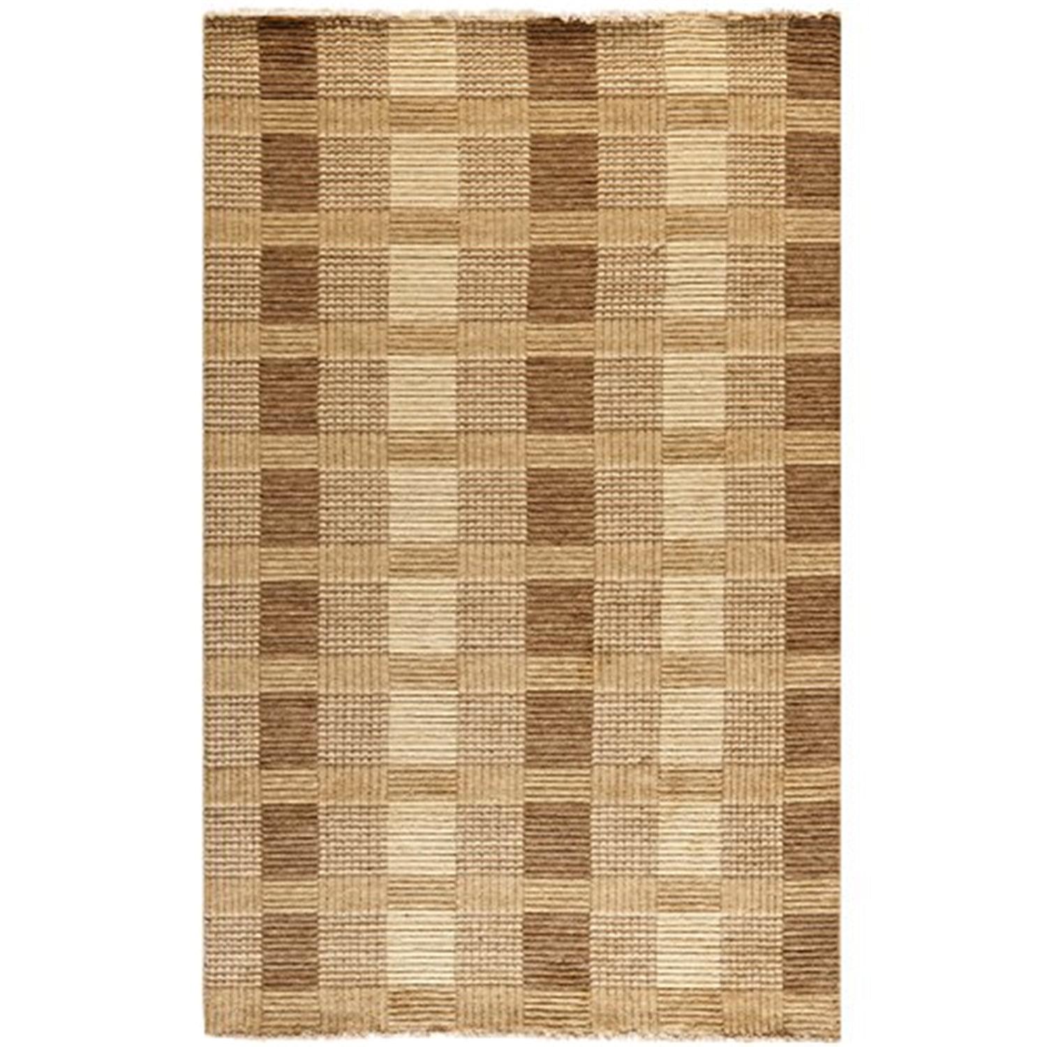 Handmade Brown Wool and Viscose 4' x 6' Rectangular Rug