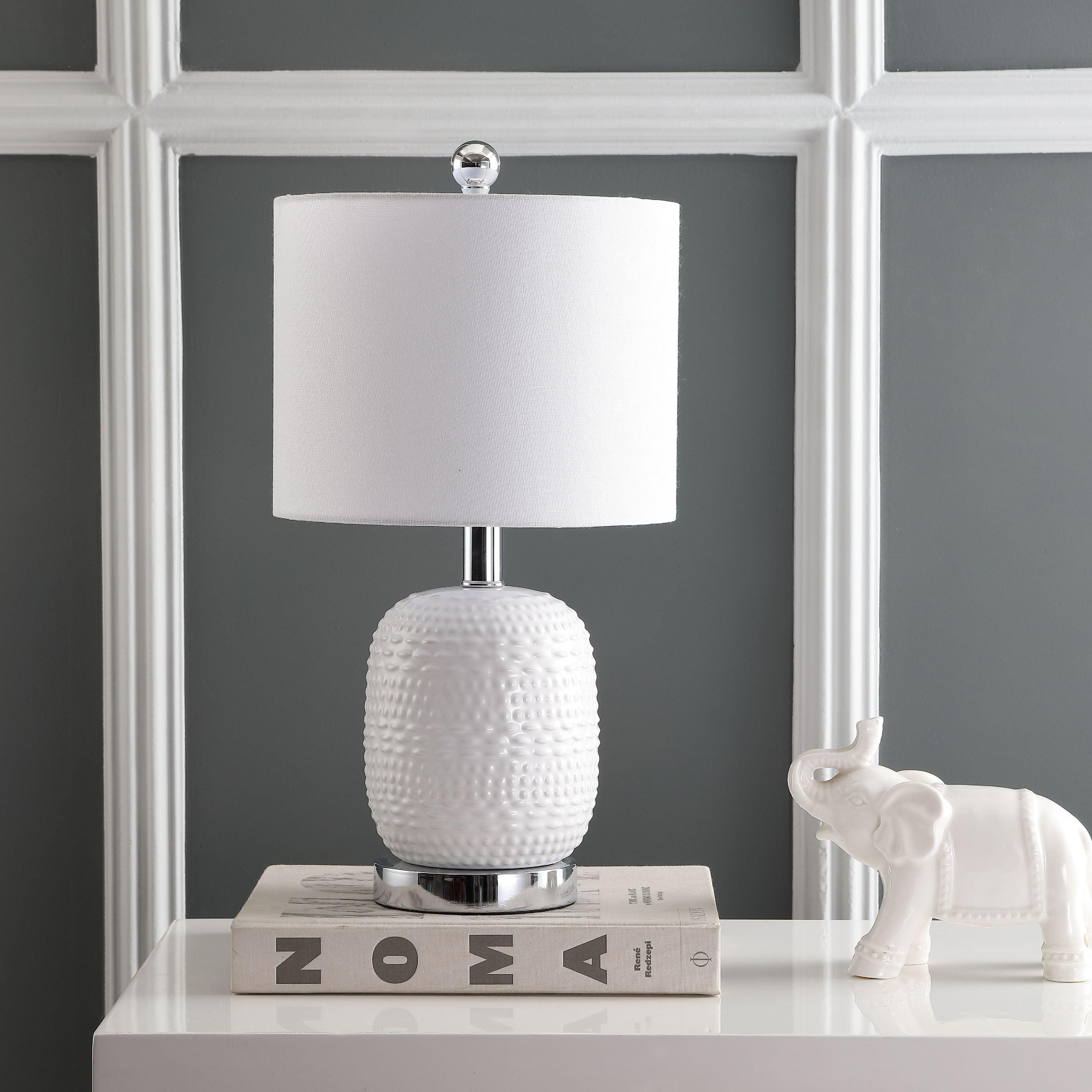 Elegant Tucana White Ceramic Table Lamp with Silver Base