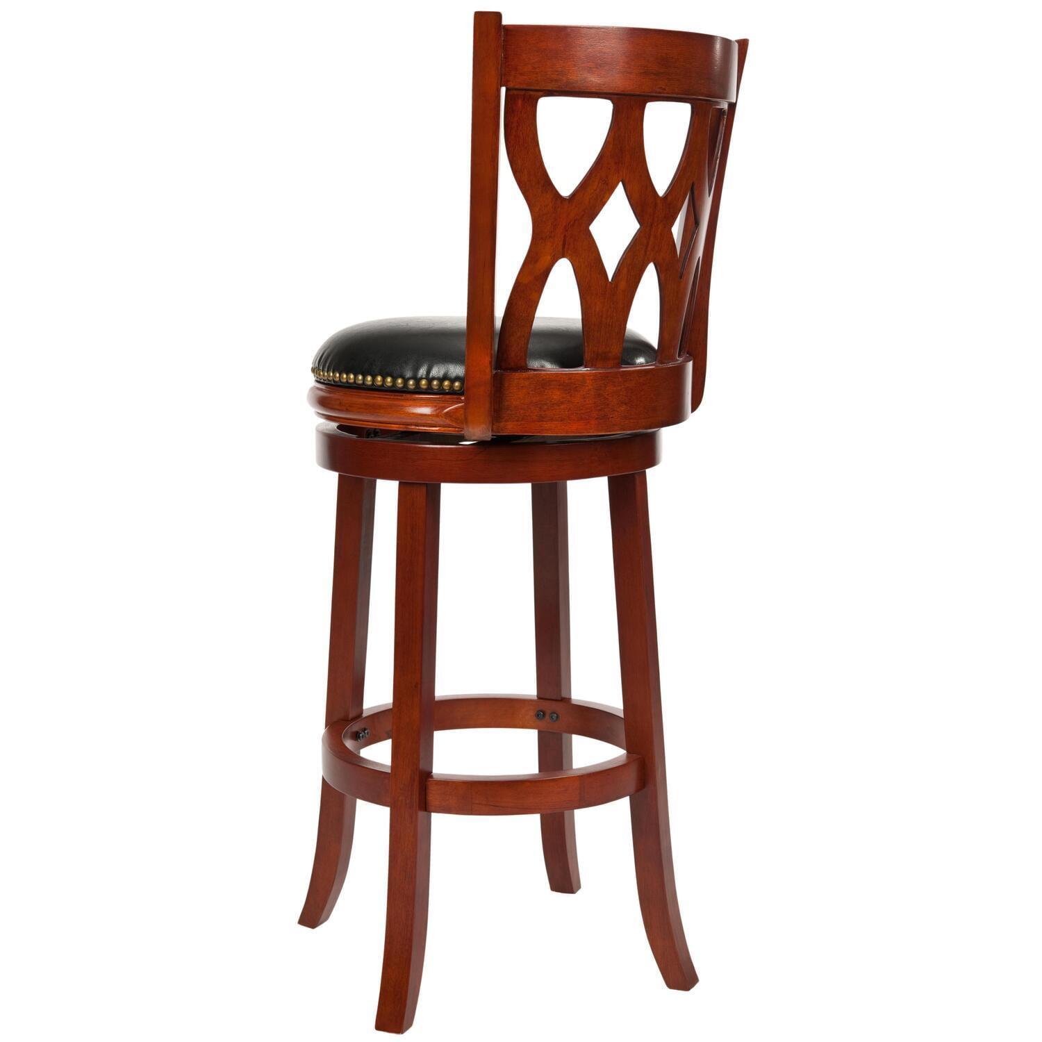 Lancaster Light Cherry and Black Leather Swivel Bar Stool