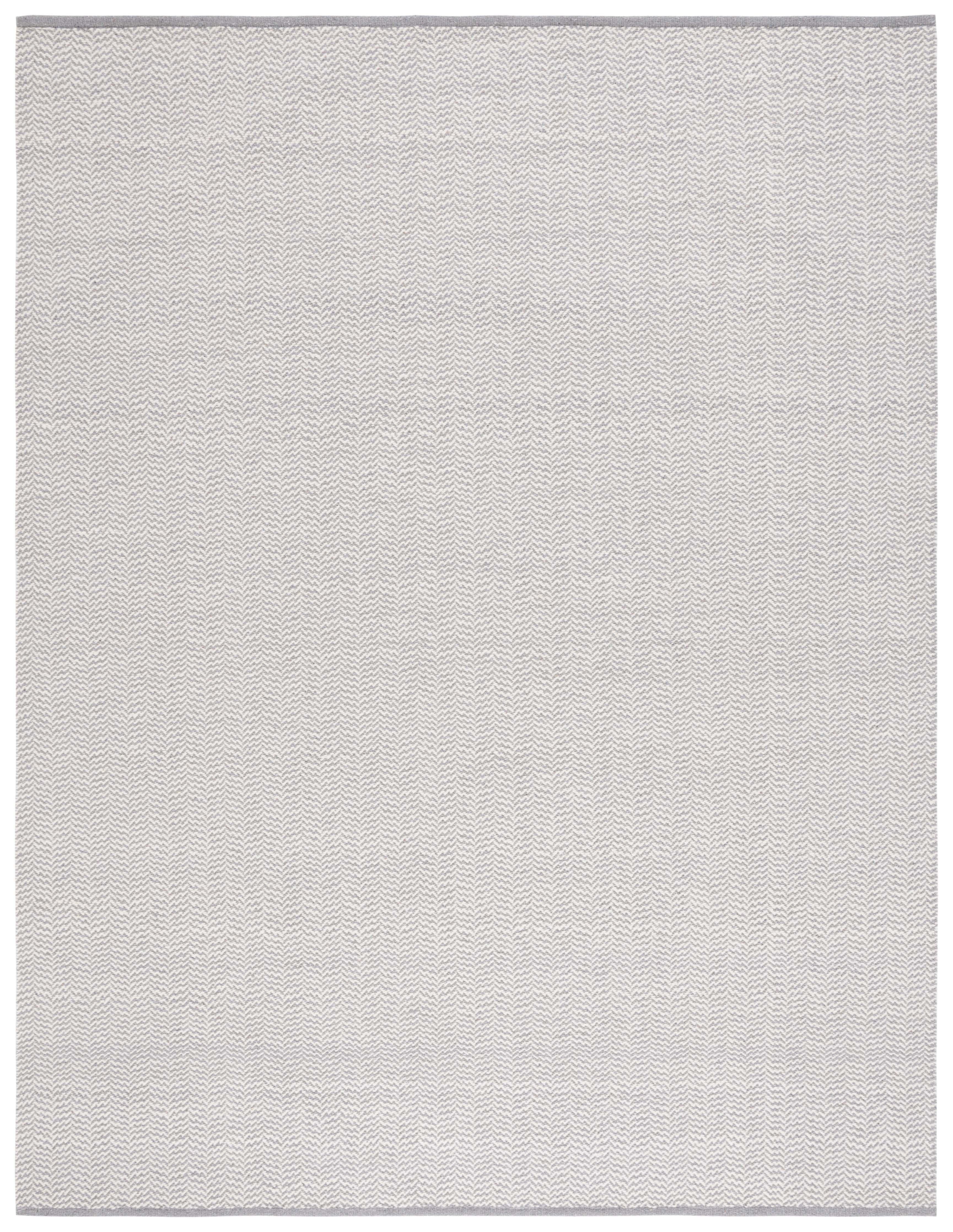 Grey and Ivory Hand-Knotted Wool Area Rug, 8' x 10'