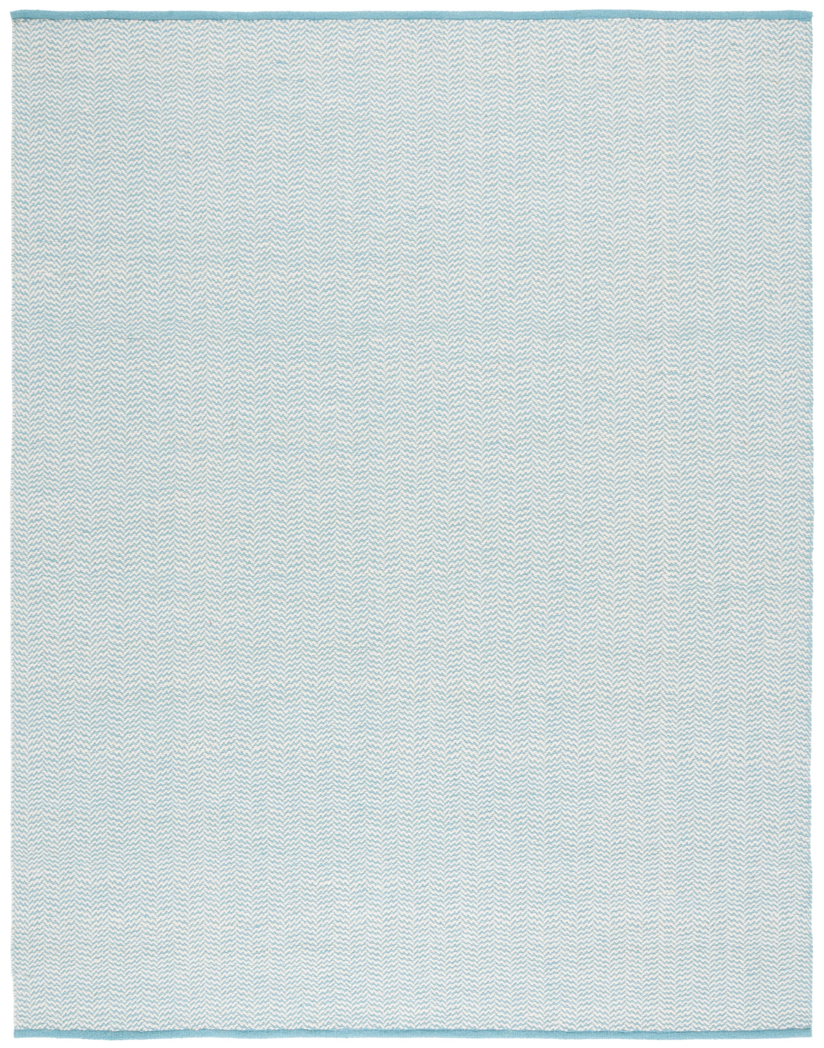 Teal and Ivory Hand-Knotted Wool 8' x 10' Area Rug