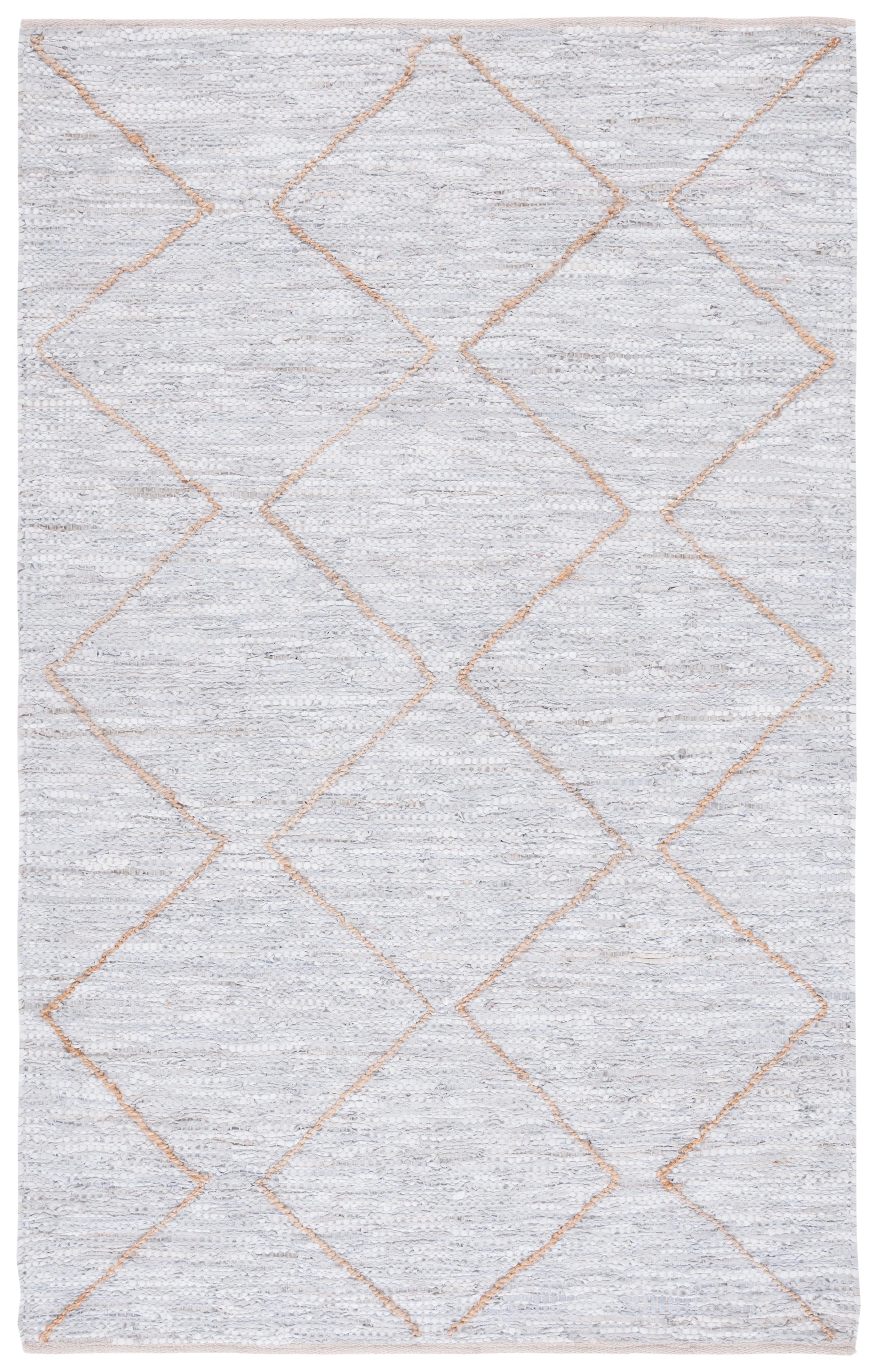 Vintage Leather VTL803 Hand Woven Area Rug - Light Grey/Natural - 4'x6' - Safavieh.