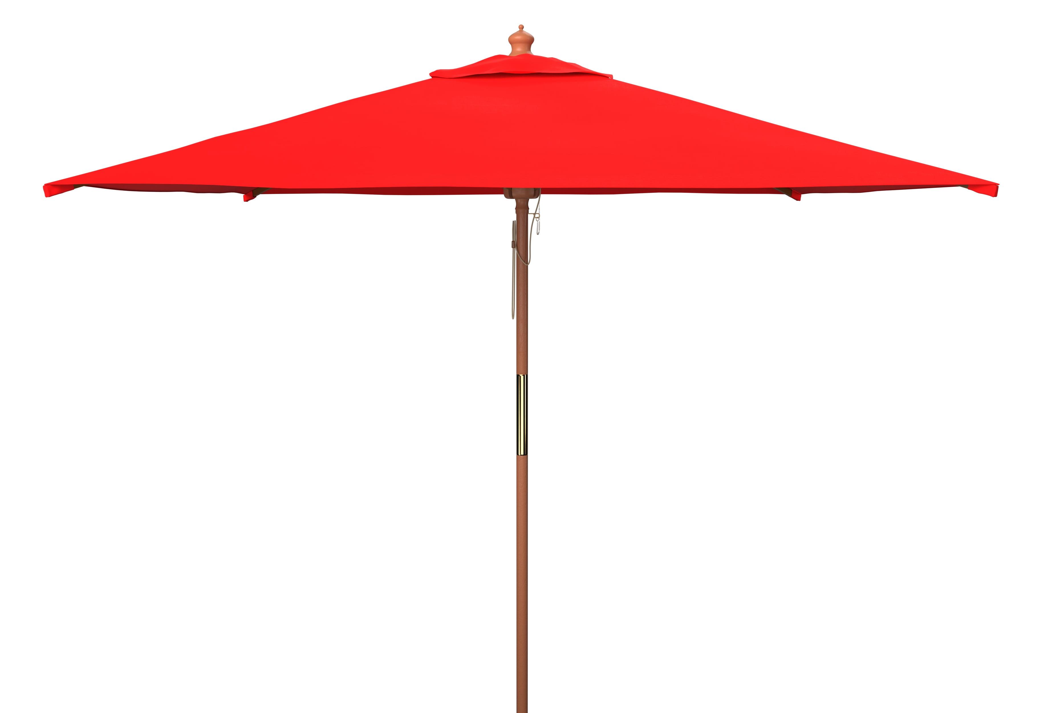 Velop 7.5 Ft Square Wooden Pulley Market Umbrella - PAT8409 - Red - Safavieh