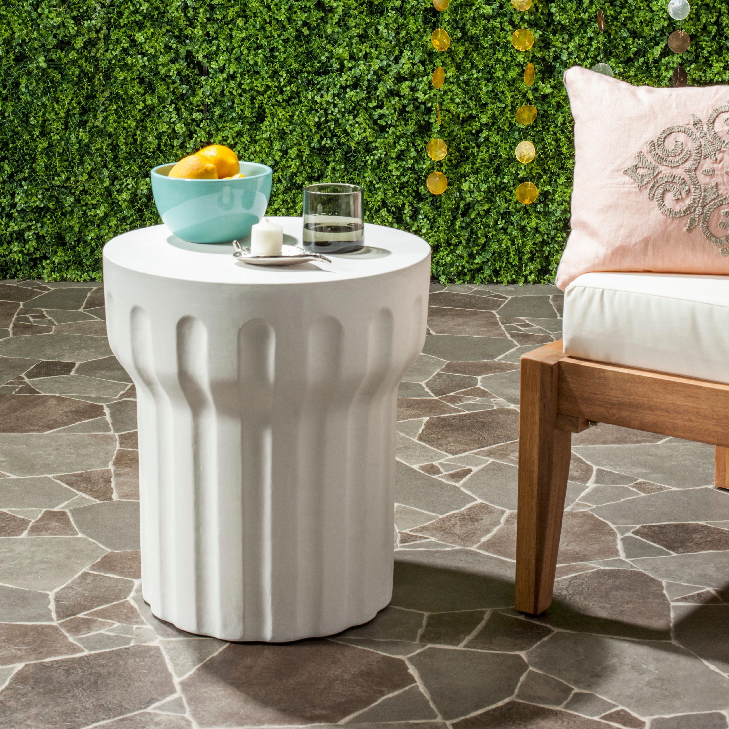 Ivory Round Concrete Indoor/Outdoor Accent Table