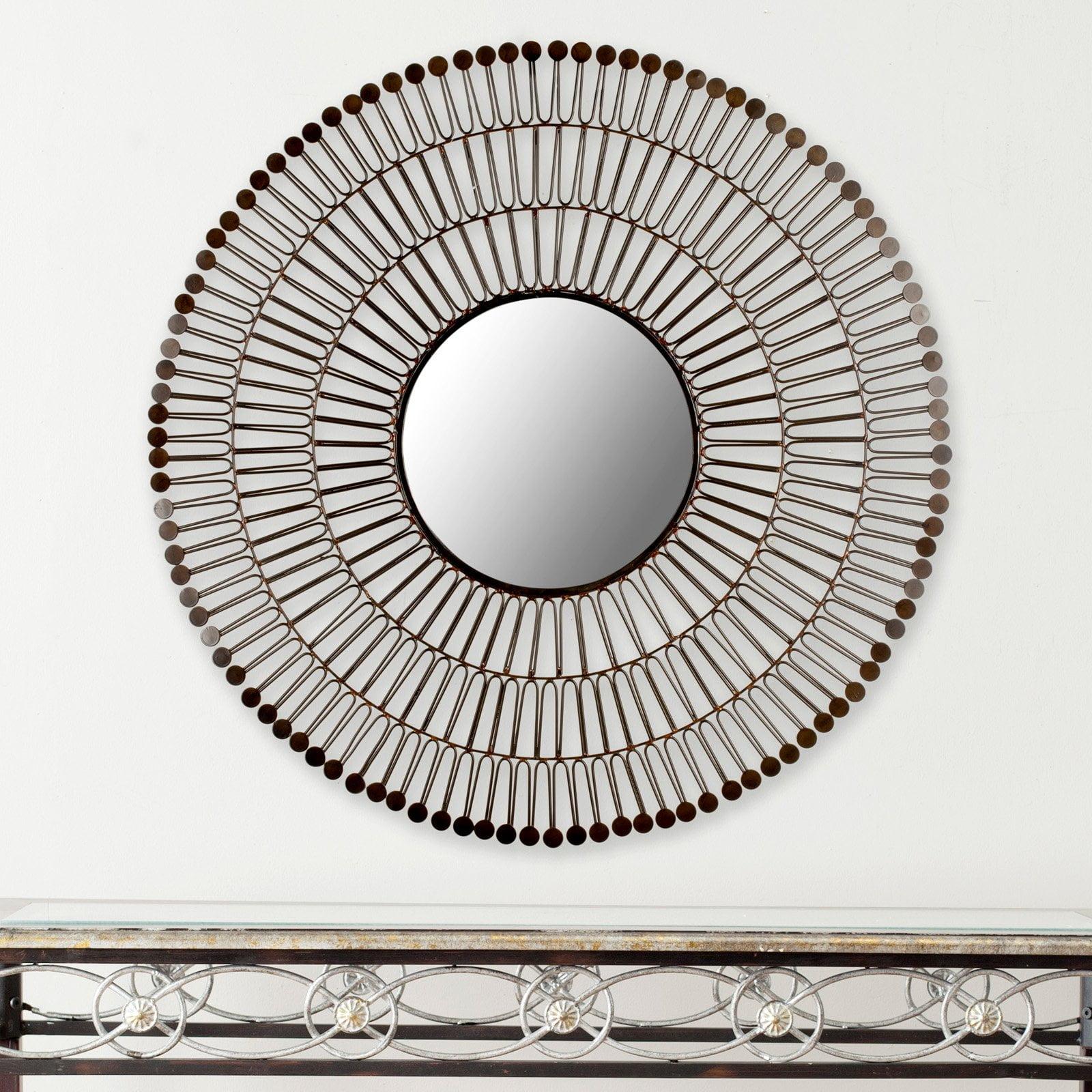 Victoria 31" Round Bronze Sunburst Wall Mirror