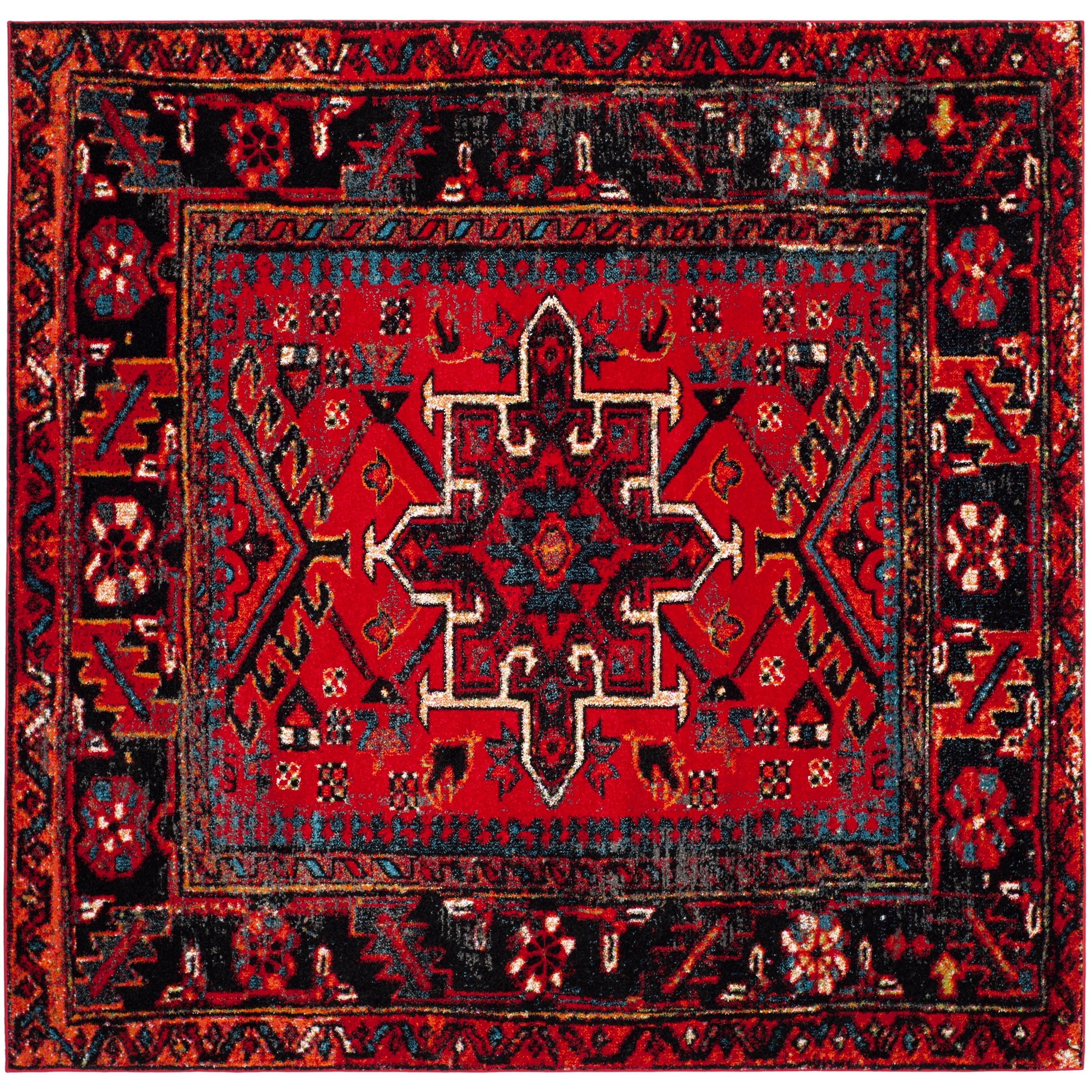Vintage Hamadan VTH211 Power Loomed Area Rug - Red/Multi - 9'x9' - Safavieh.