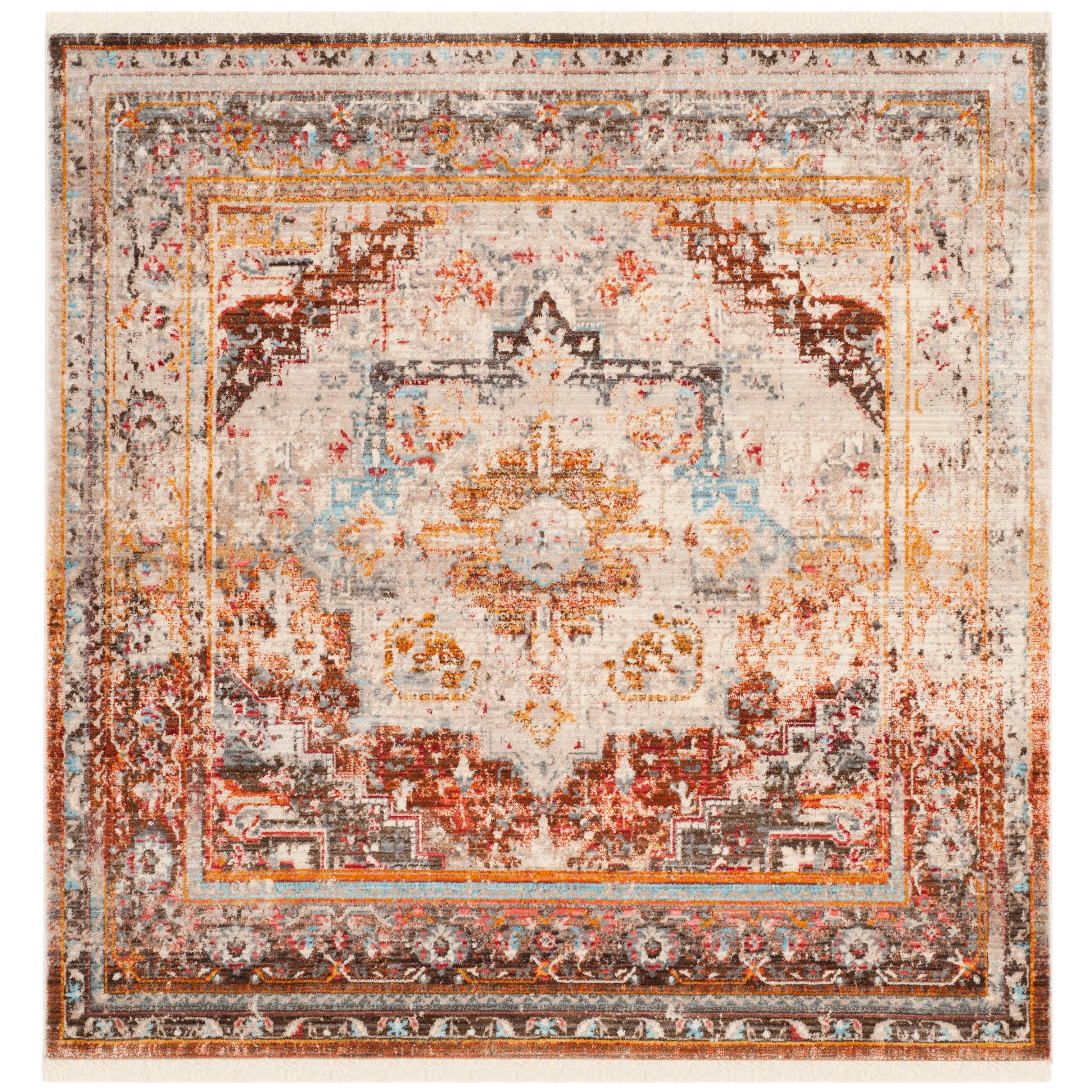 Vintage Persian VTP438 Power Loomed Indoor Area Rug - Cream/Multi - 5'x5' - Safavieh