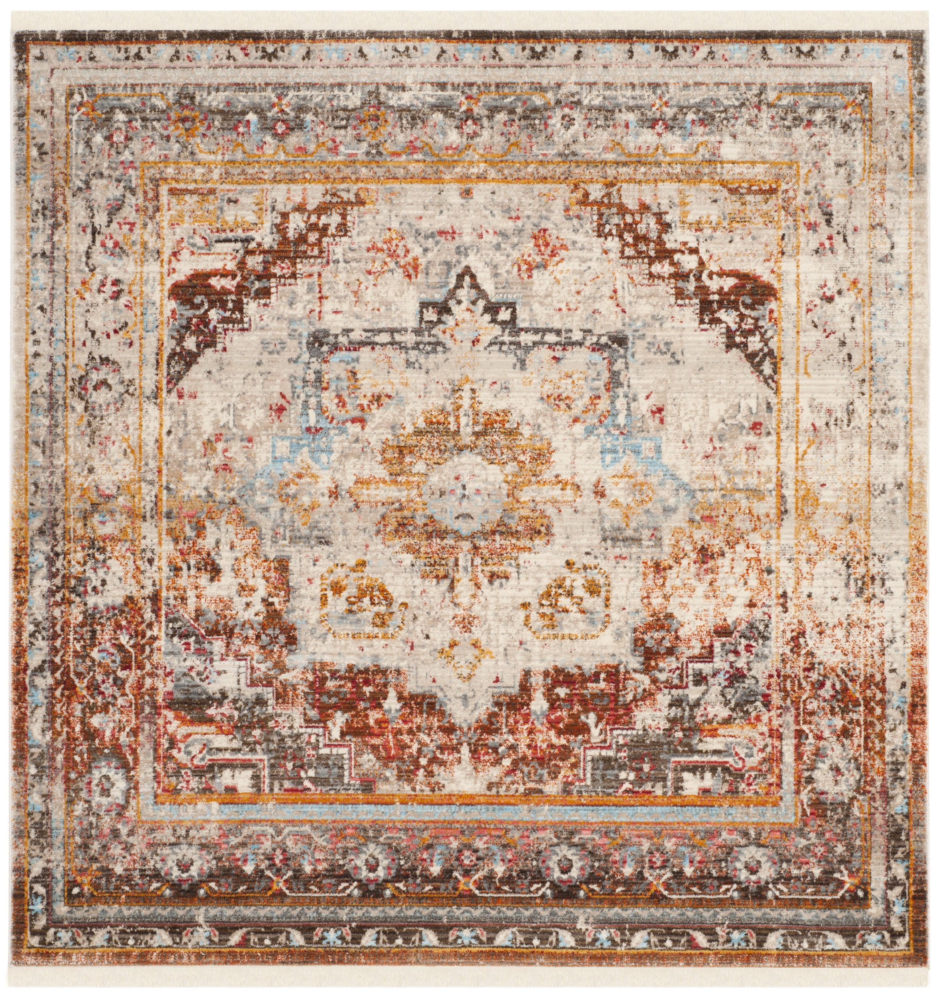 Vintage Persian VTP438 Power Loomed Indoor Area Rug - Cream/Multi - 5'x5' - Safavieh