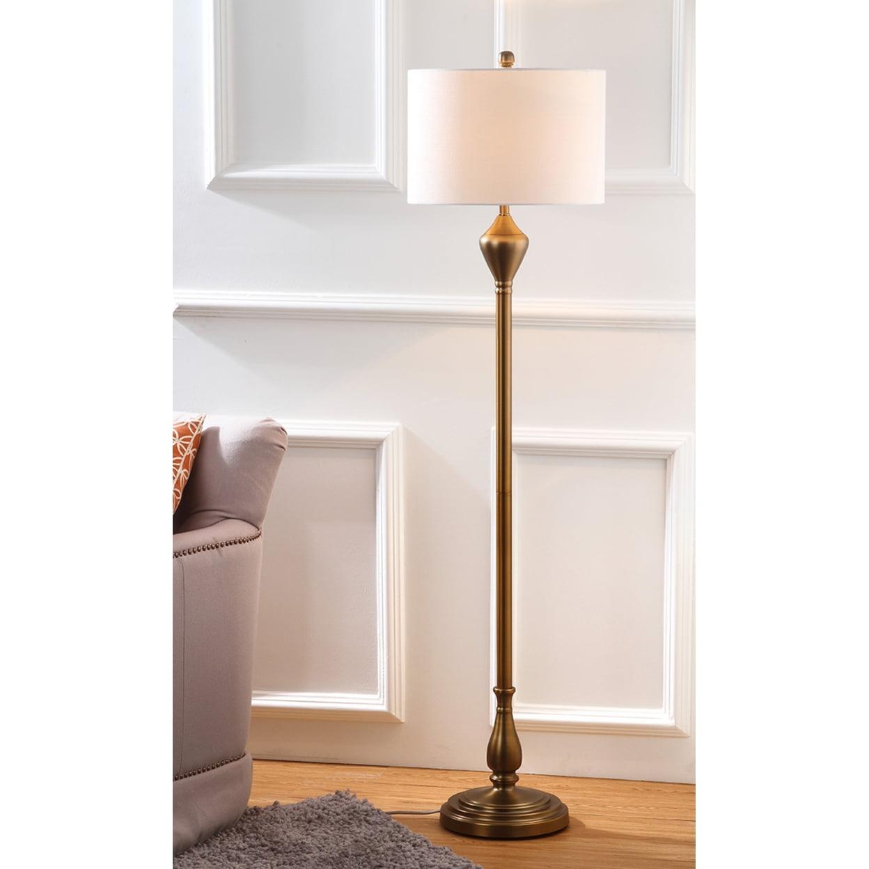 Park Avenue Inspired Traditional Gold Floor Lamp with White Cotton Shade